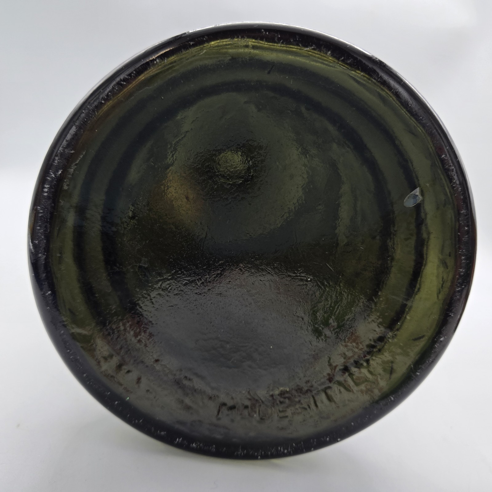 Rossini Empoli Glass Bottle 15″ Apples Fruit Decanter Smoke Gray Charcoal Vtg
