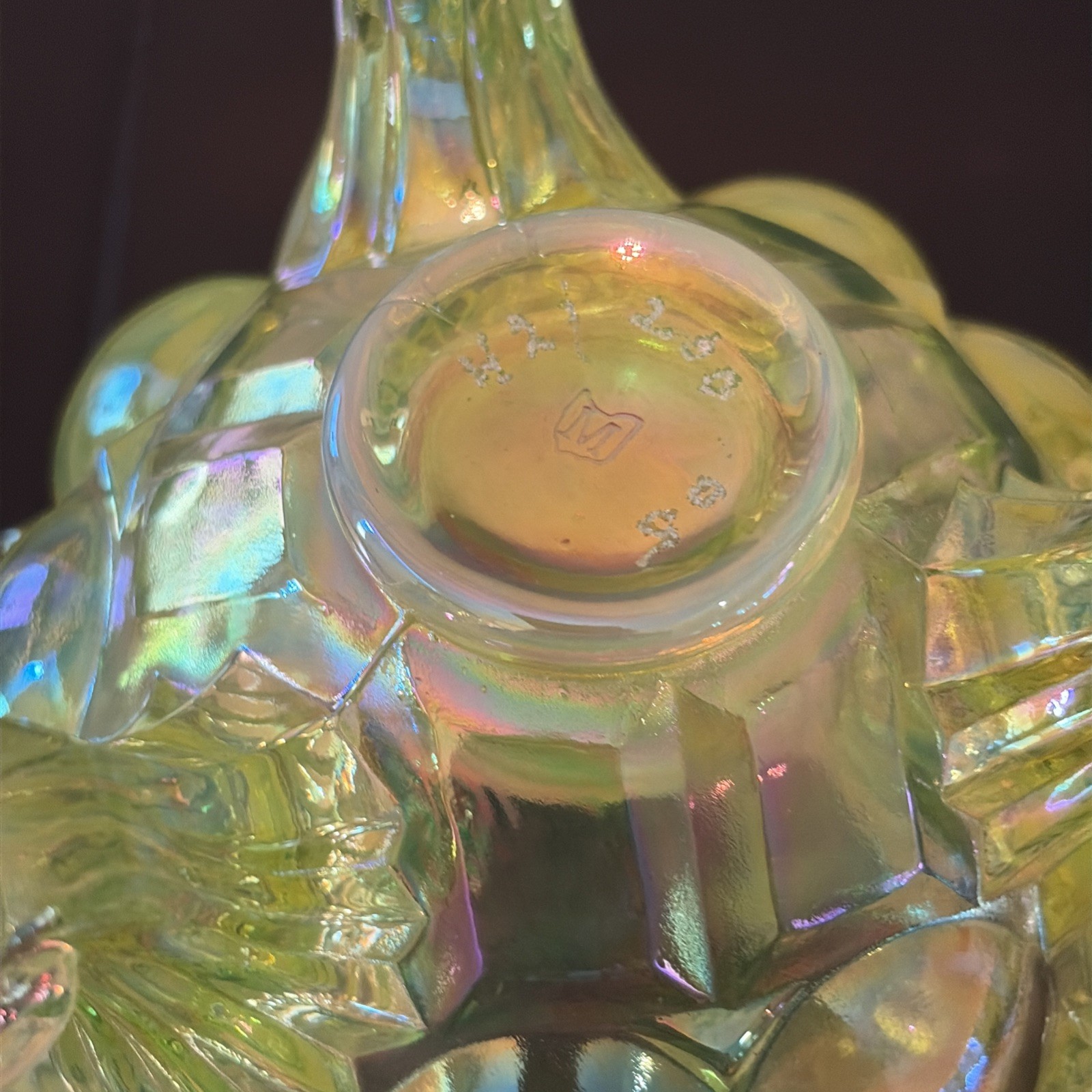 Mosser Eye Winker Spooner Vase 6″ Vaseline Opalescent Iridescent LE 42/200 2005