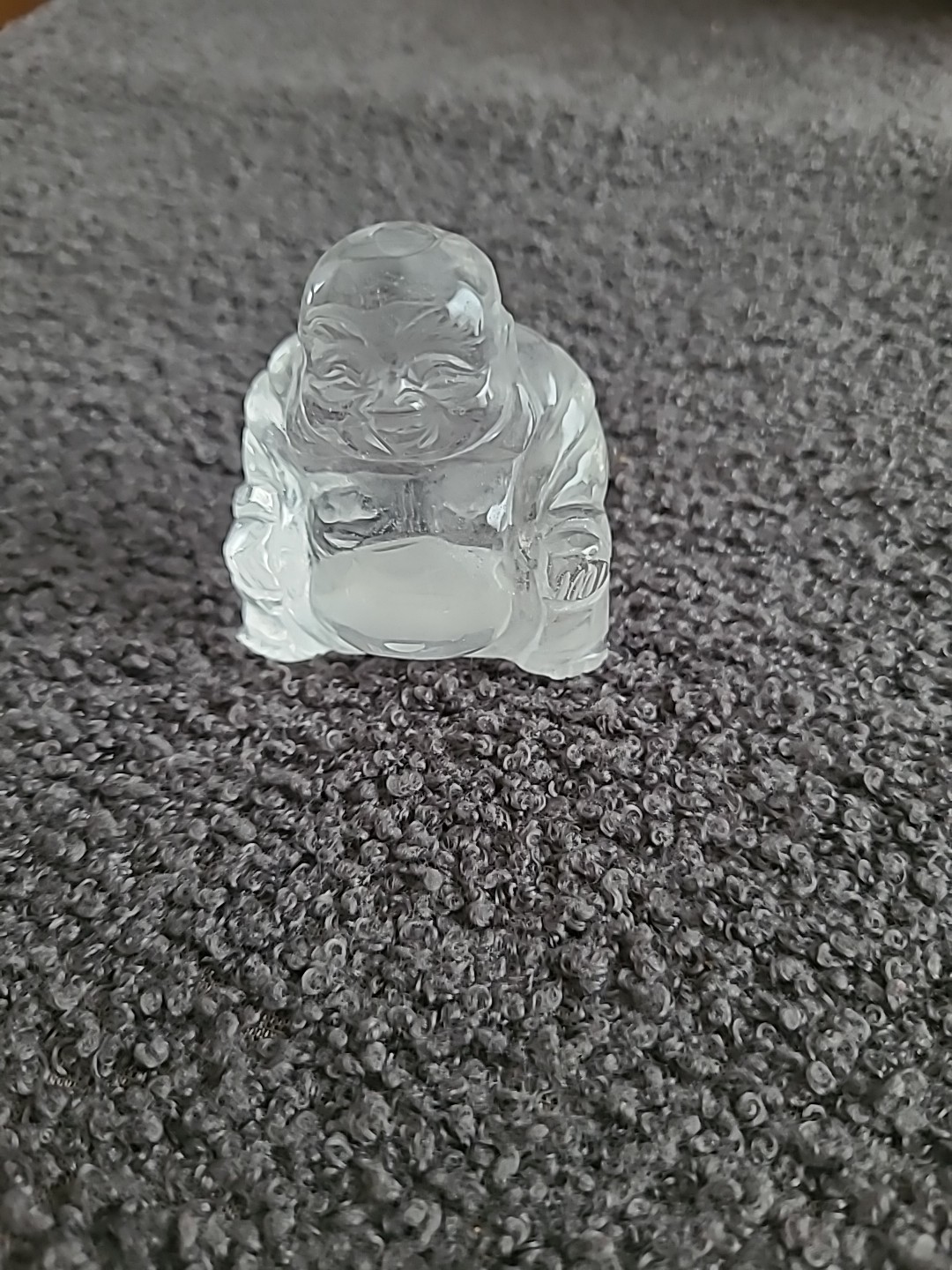 Vintage Clear Glass Buddha 2″ x 2″