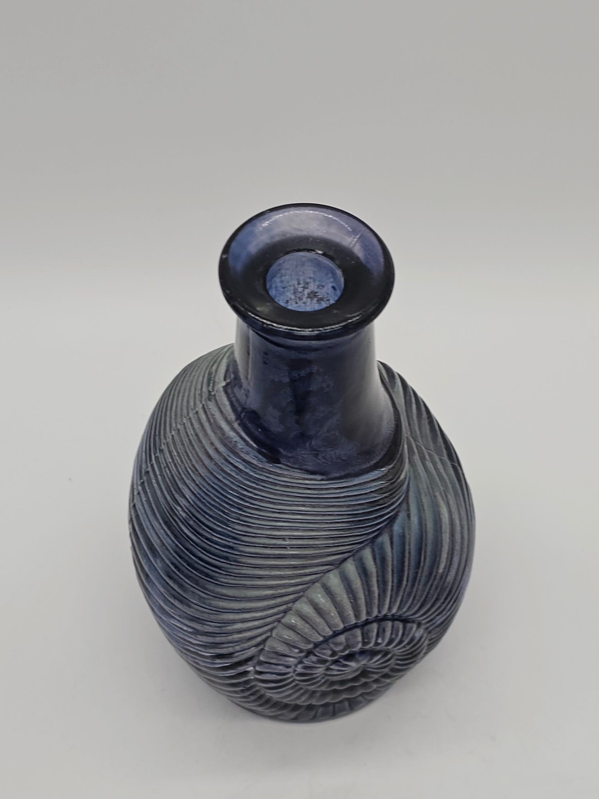 Vintage Glass Bottle Shell Shape Ammolite Amonite Decorative Collectible Purple
