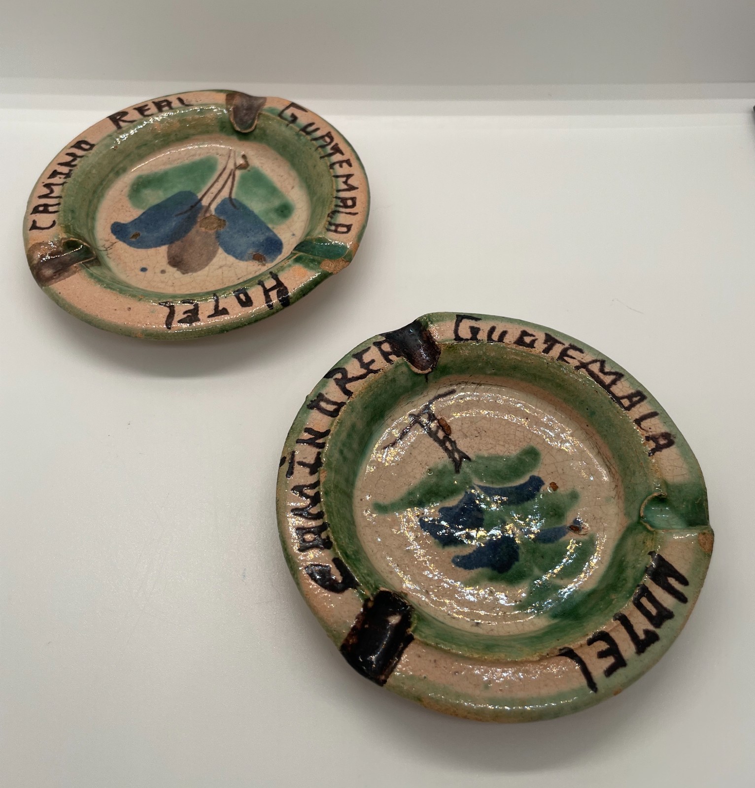 Hotel Ritz Continental Guatemala Pottery Ashtray Cigarette Vintage Tree Flower