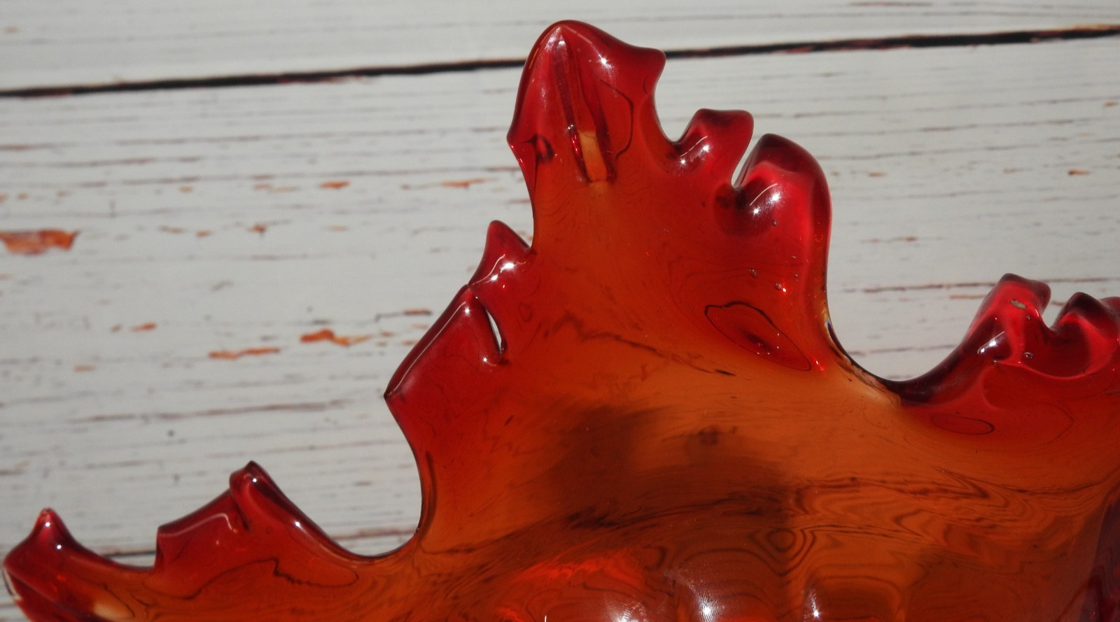 mcm Vintage Amberina Murano Glass Flame Art Vase 8″ Bottom, 10″ top, 8-3/4″ tall