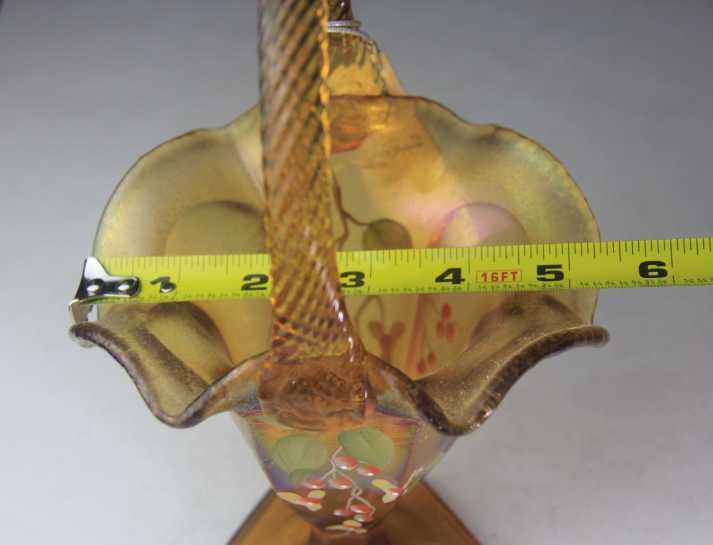 Fenton Autumn Gold Iridescent Carnival Glass Basket