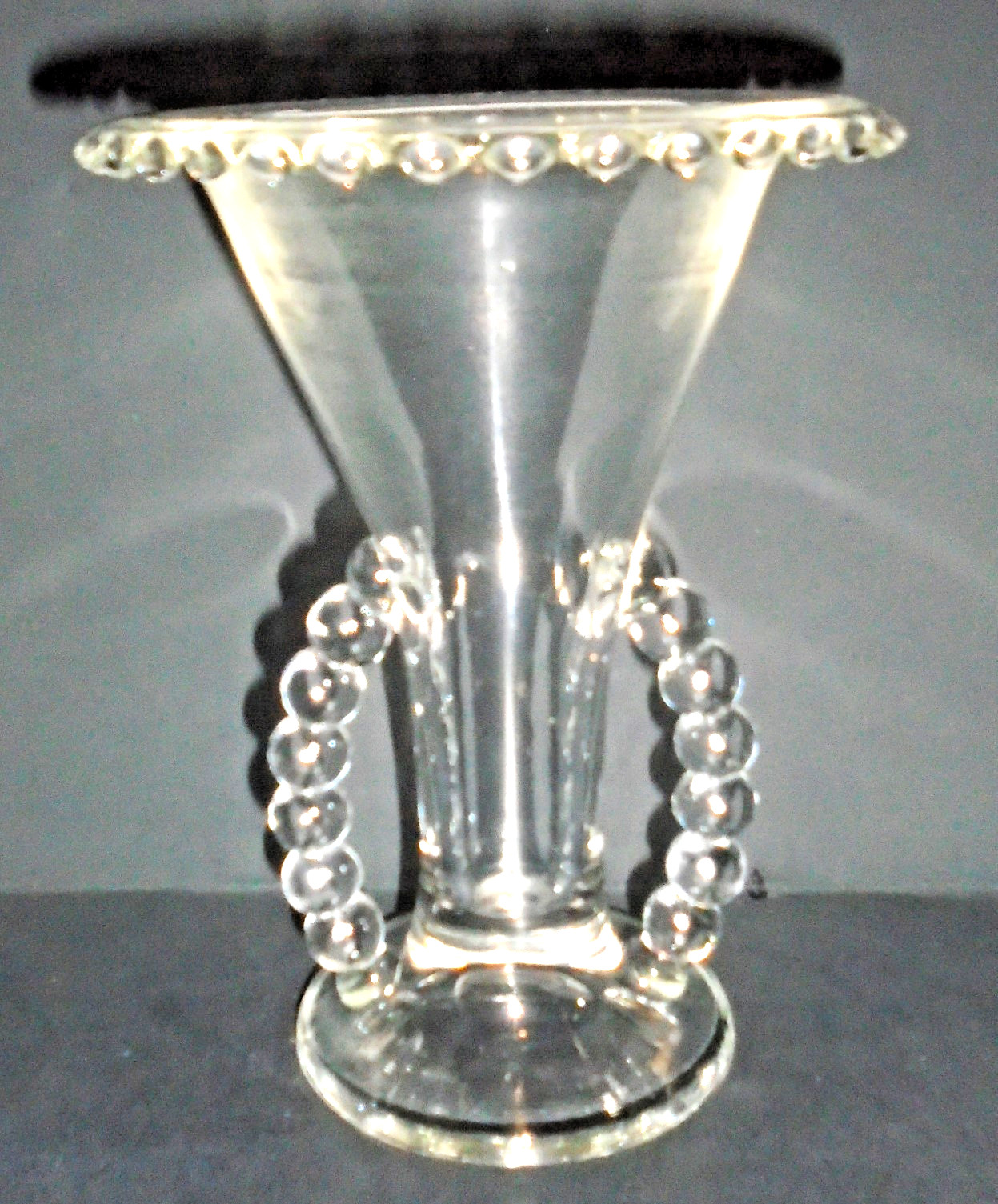 Vintage Imperial Glass Clear Candlewick Beaded Vase, 7.5″ Tall