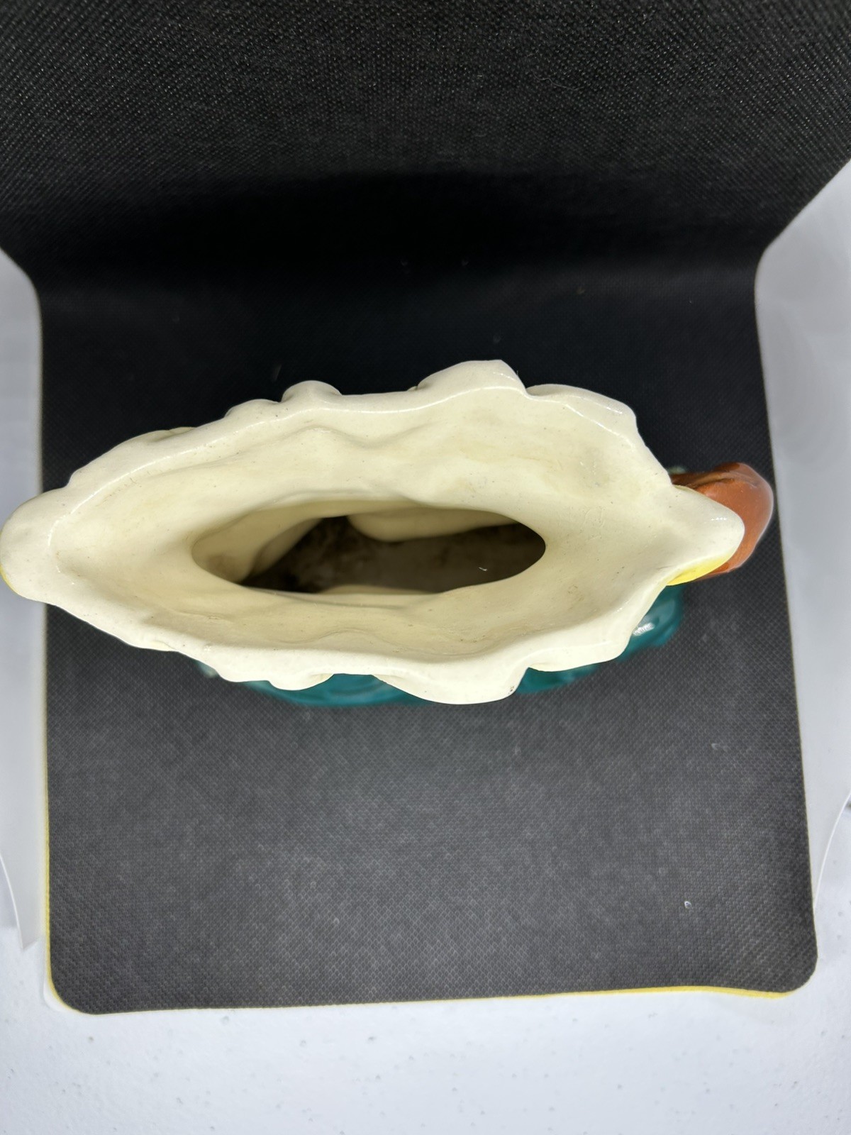 Art Deco Flower Planter, Brown Panther, Yellow Bloom, Vintage.