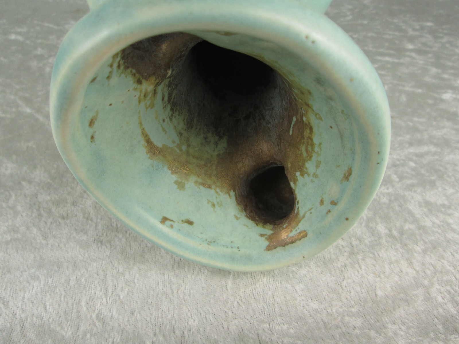 McCoy Pottery Vase Aqua Turquoise Art Nouveau Art Deco 9-1/4in Painted