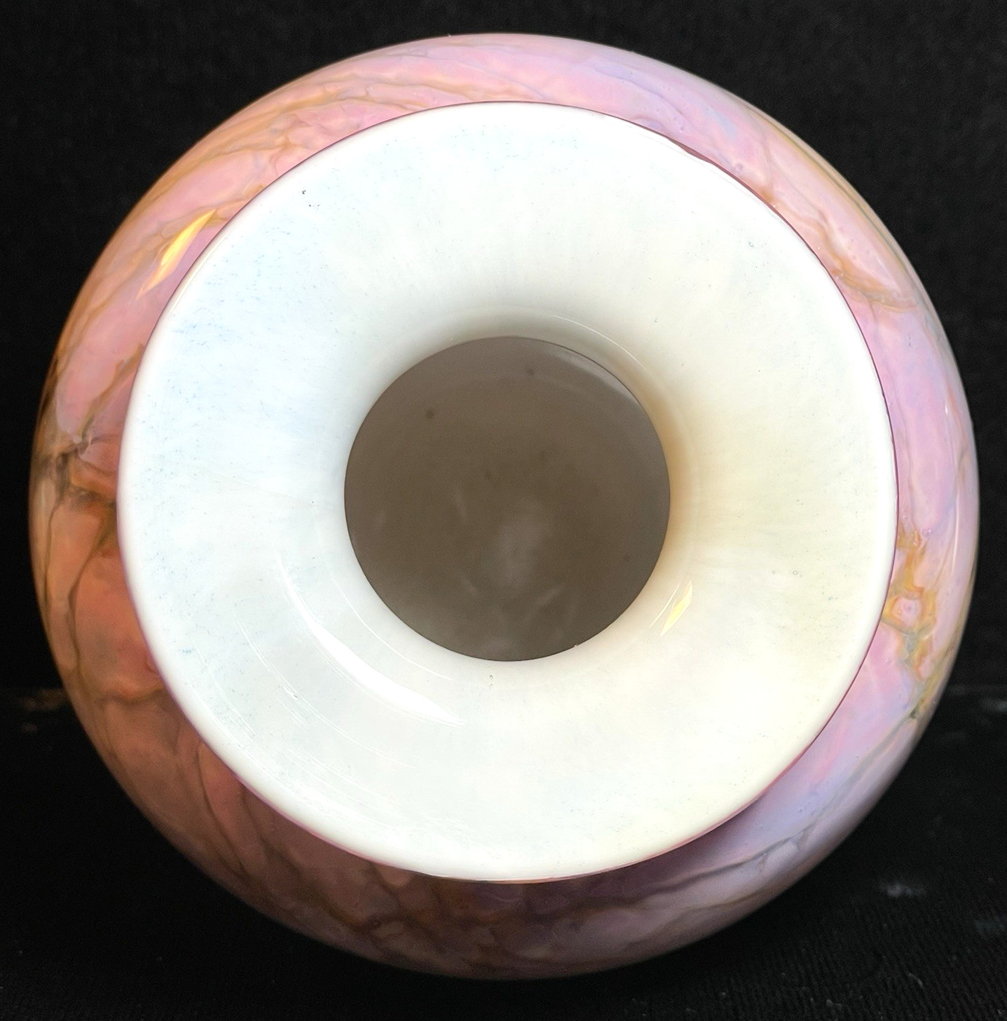 VTG DAVID LINDSAY OF NOUROT STUDIOS HAND BLOWN VASE PINK GREEN BLUE CIRCA 1981