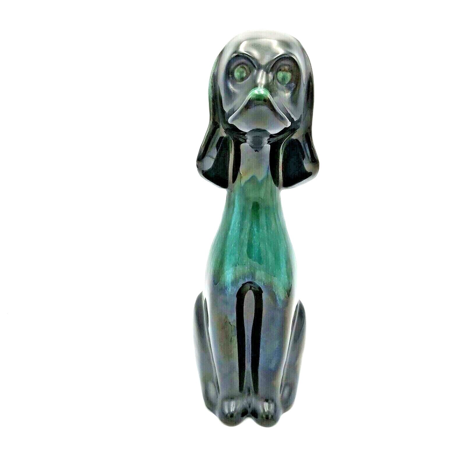 Blue Mountain Pottery Hound Dog 14 inch Tall Canada Drip Glaze Vtg