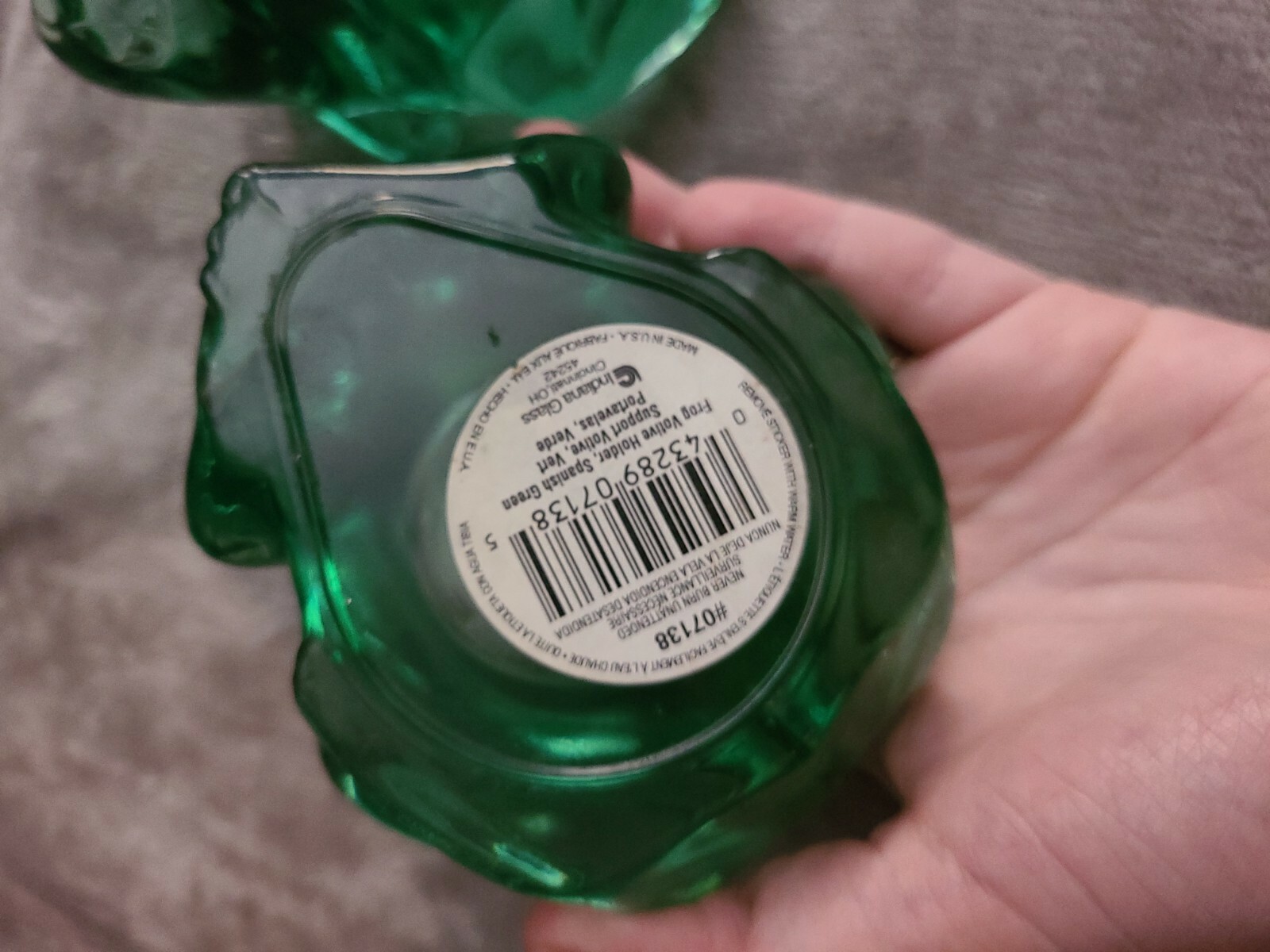 Lot of 2 Indiana Glass Spanish Green Frog Votive Candle Holder Paper Weight