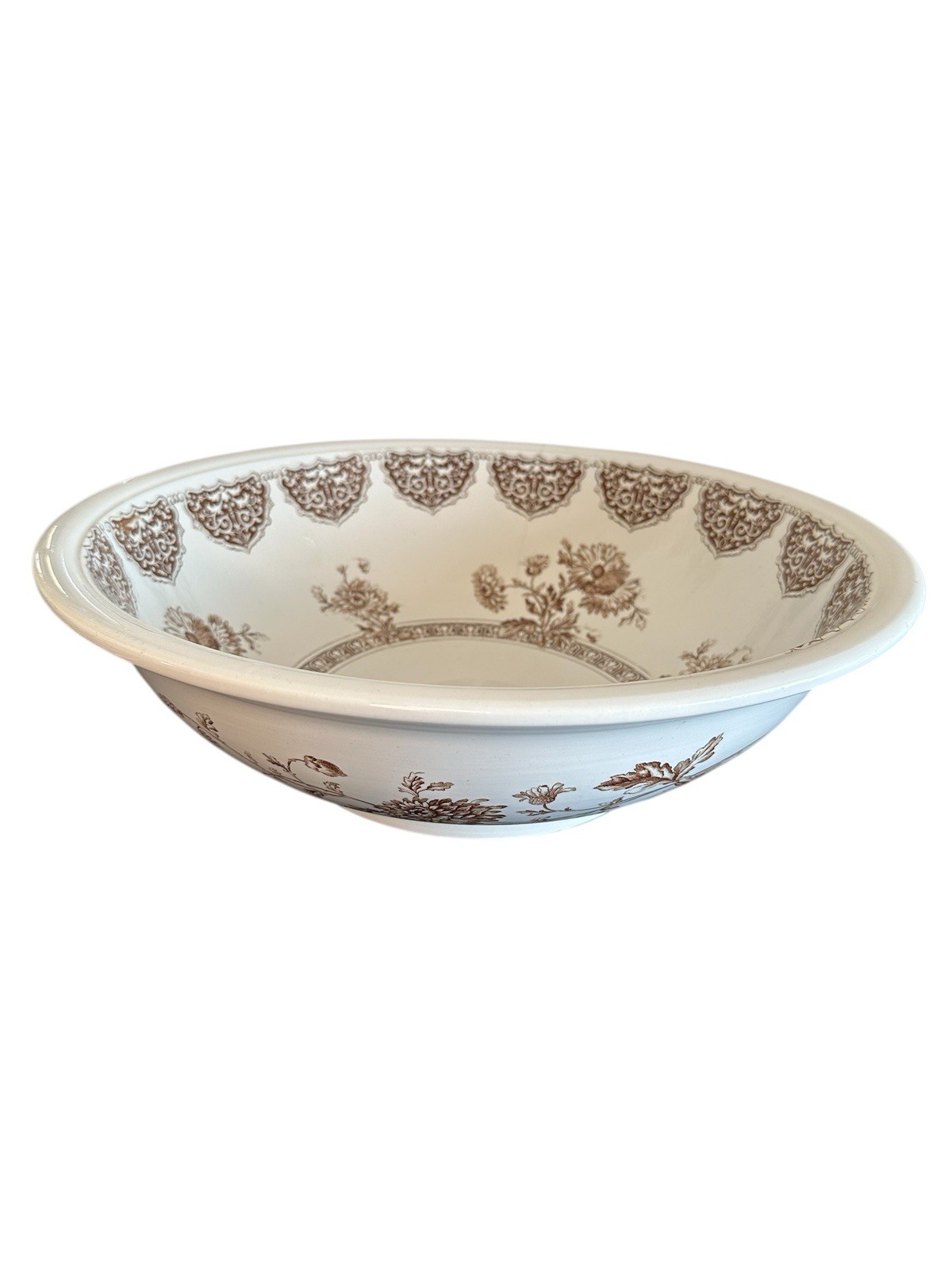 Antique Brown Transferware Wash Basin Bowl Only Emery Richmond Burslem England