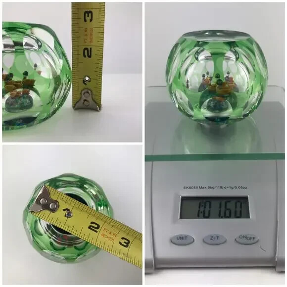 Perthshire 1983G Ducks in the Pond 3D Faceted Flash Overlay Hollow Paperweight