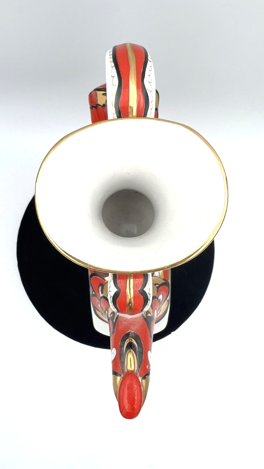 Imperial Lomonosov Russian Porcelain Rooster Kvasnik Jug Red Rooster 22K Gold