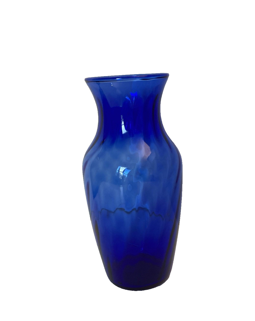 Indiana Glass Cobalt Blue Vase Swirl Pattern 7 -3/8″ Tall × 2 -3/8″ At Base