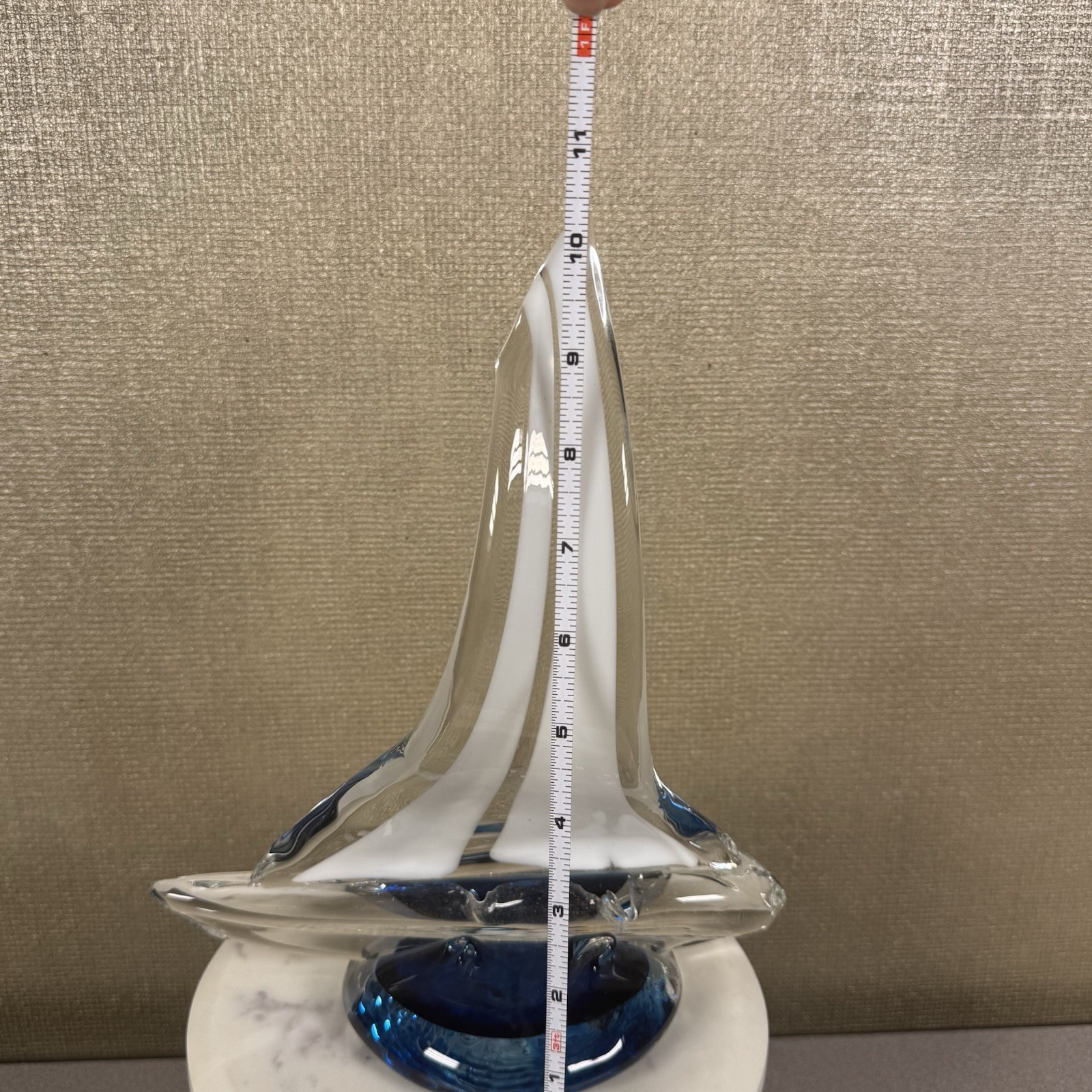 Anchor Bend Handblown Glass Sailboat on the Water Sculpture Signed