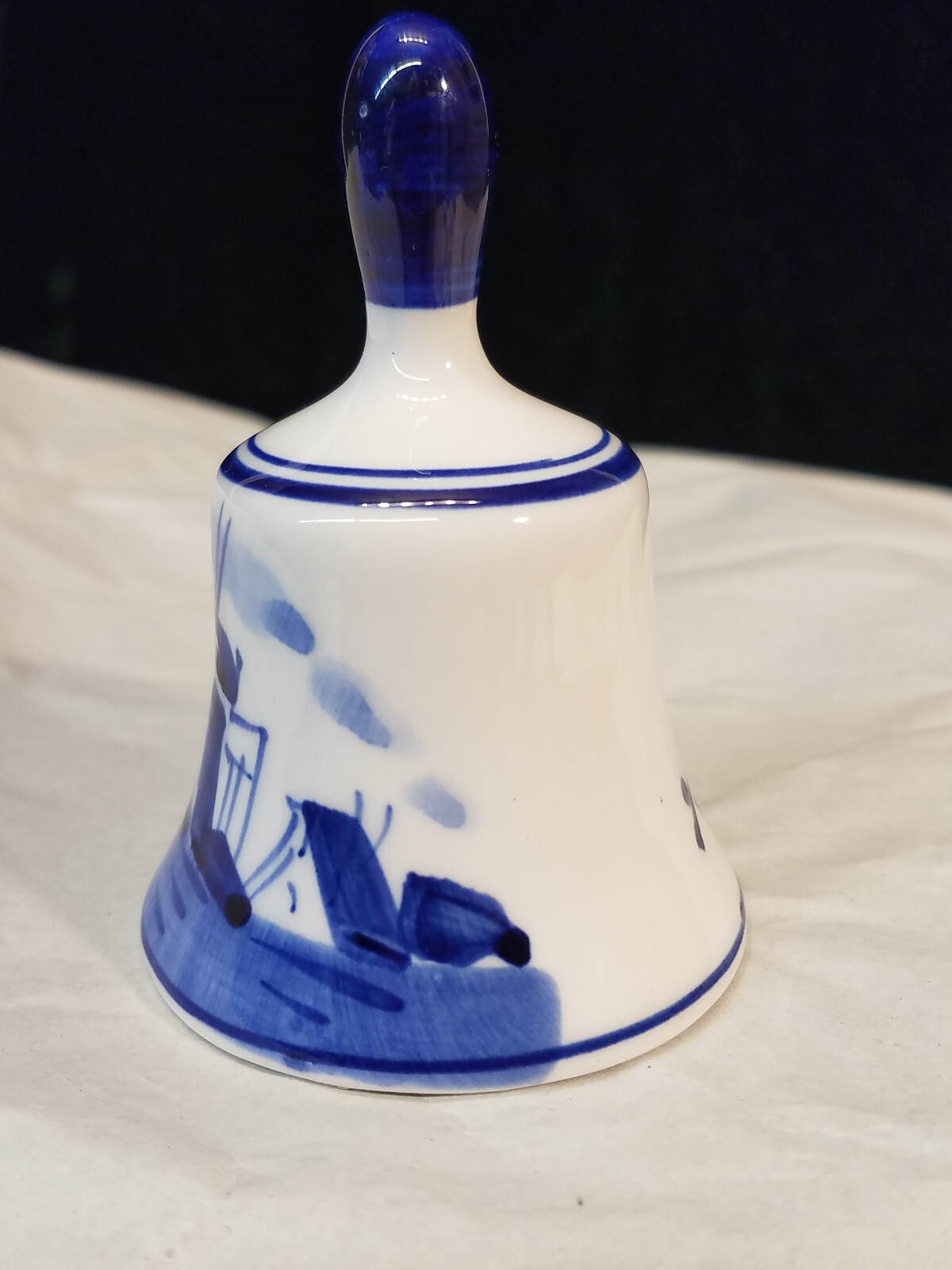 Handpainted Delfts Blue Miniature 2-3/4 Inch Tall Windmill Bell Ceramic