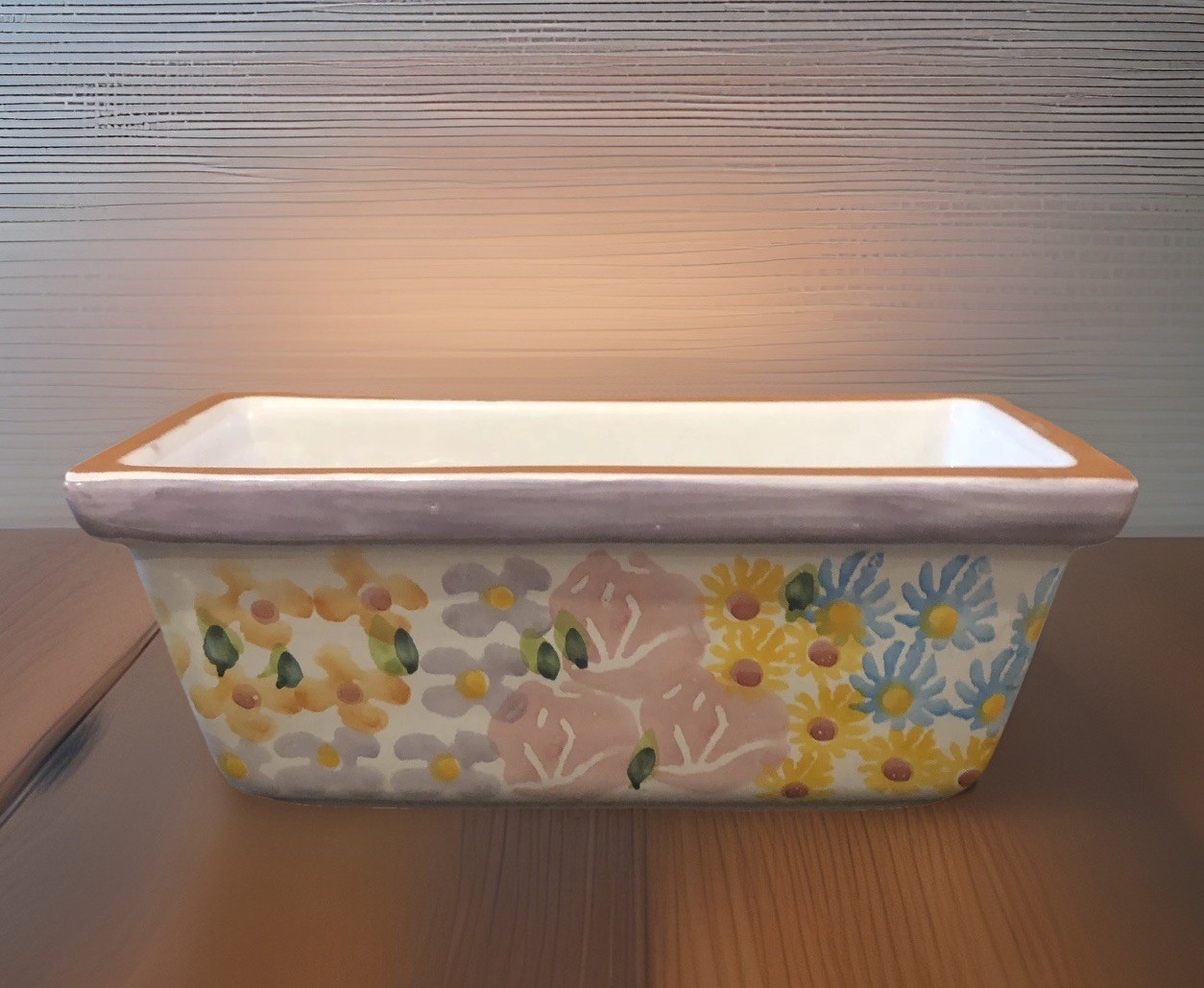 Beautiful Red Ware Art Pottery Rectangular Floral Planter Glazed