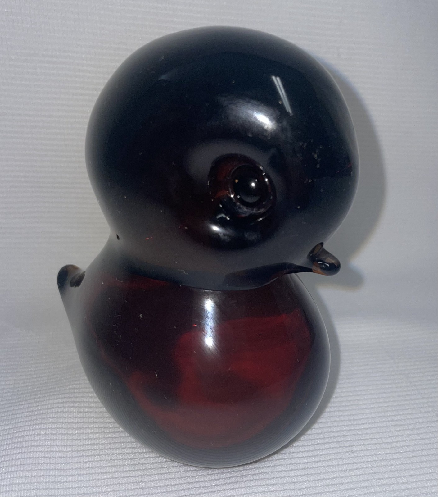 Amber Glass Bird Heavy Paper Weight 4 1/2 In