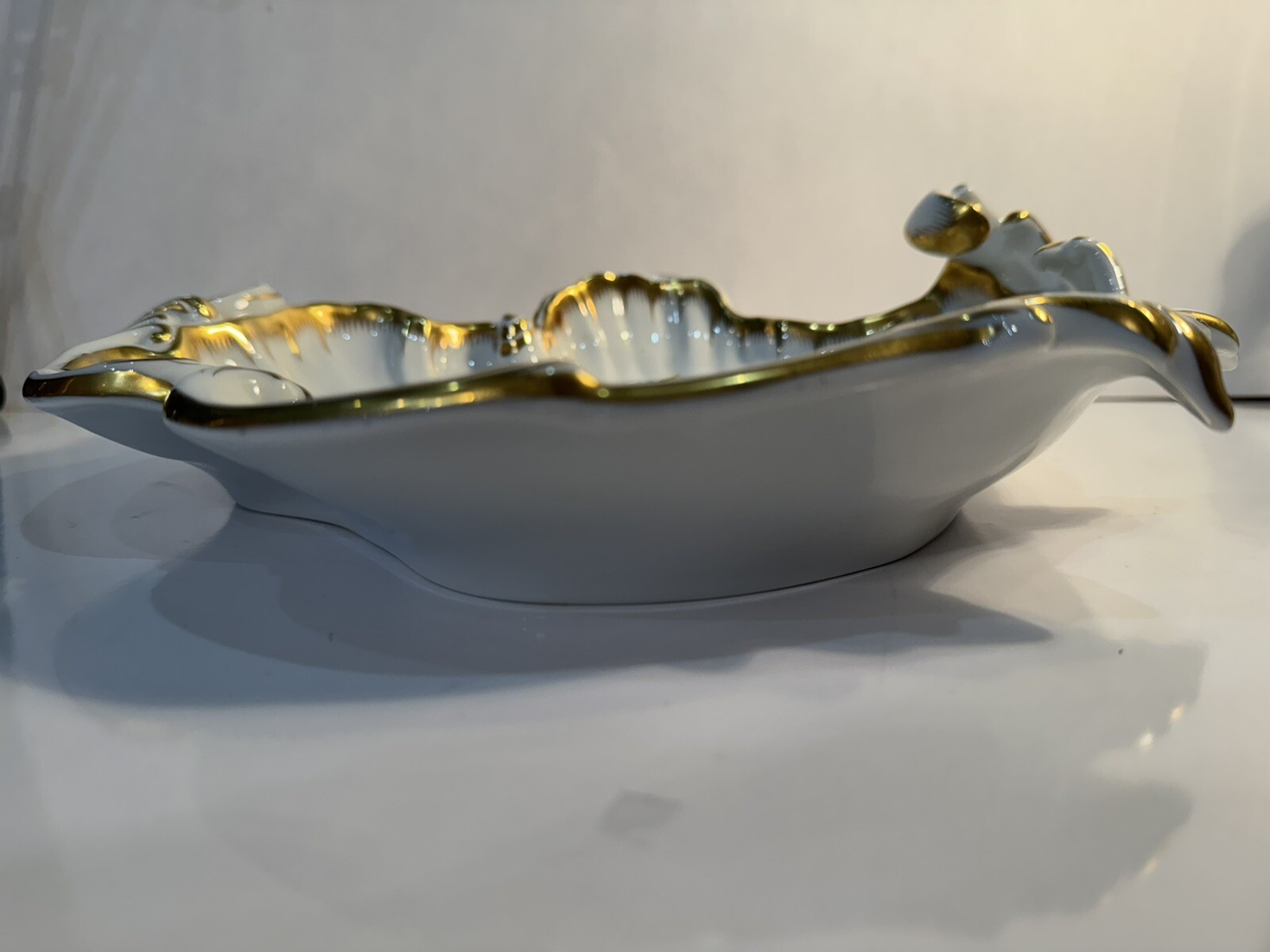 VERY RARE Large 12” X 10” Herend Rothschild Bird Scalloped Shell Dish Bowl