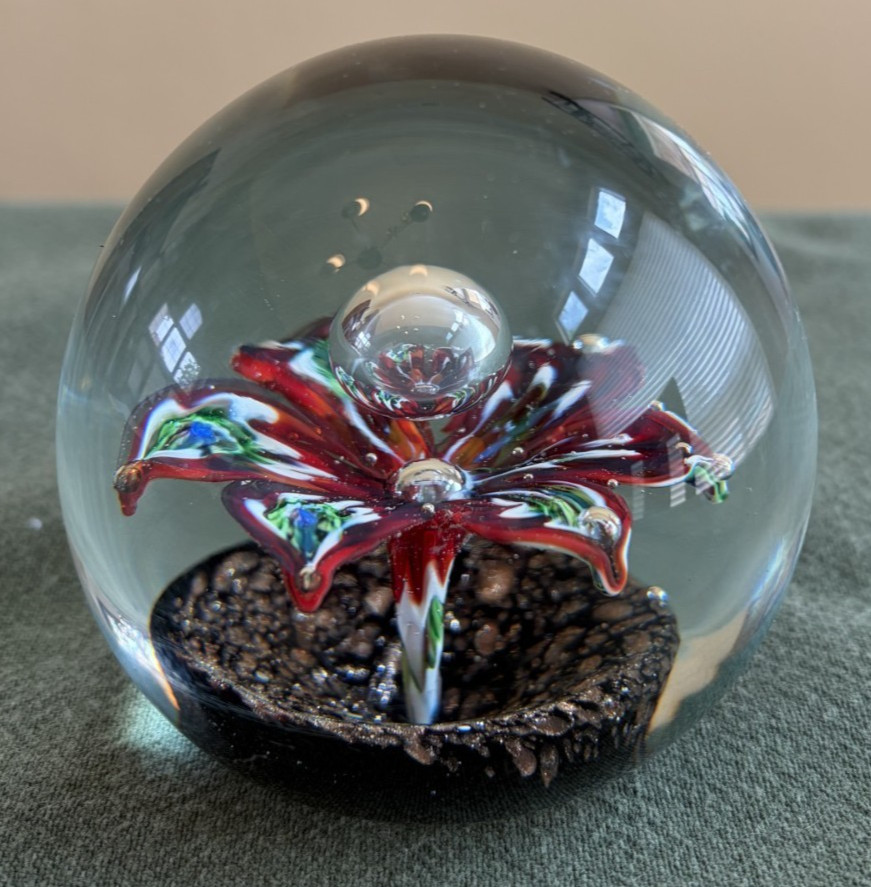 Murano Glass Flower Paperweight (3 1/4″) (Ferro & Lazzarini)