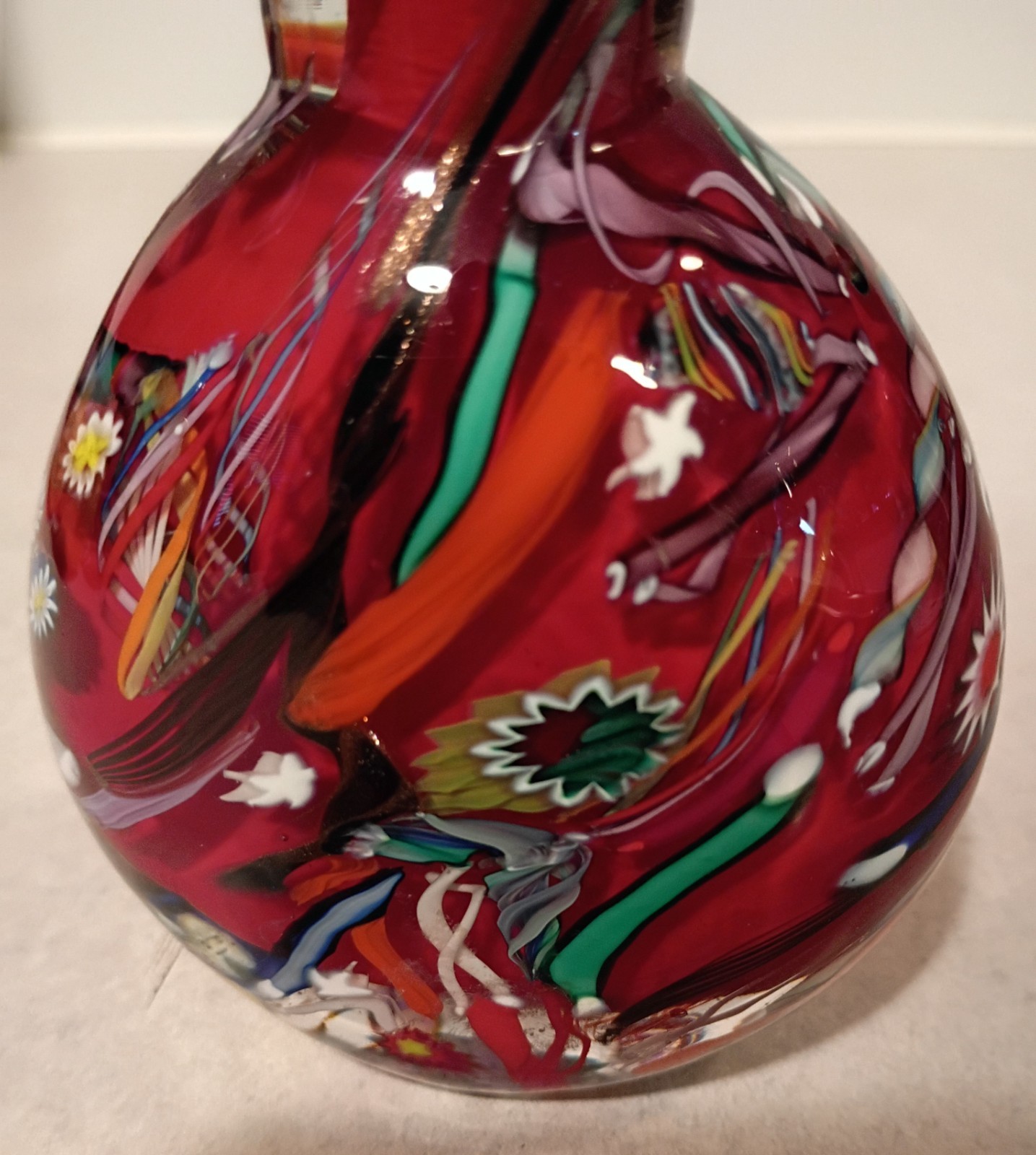 2002 Stunning Signed Bruce Freund Red Art Glass Perfume Bottle