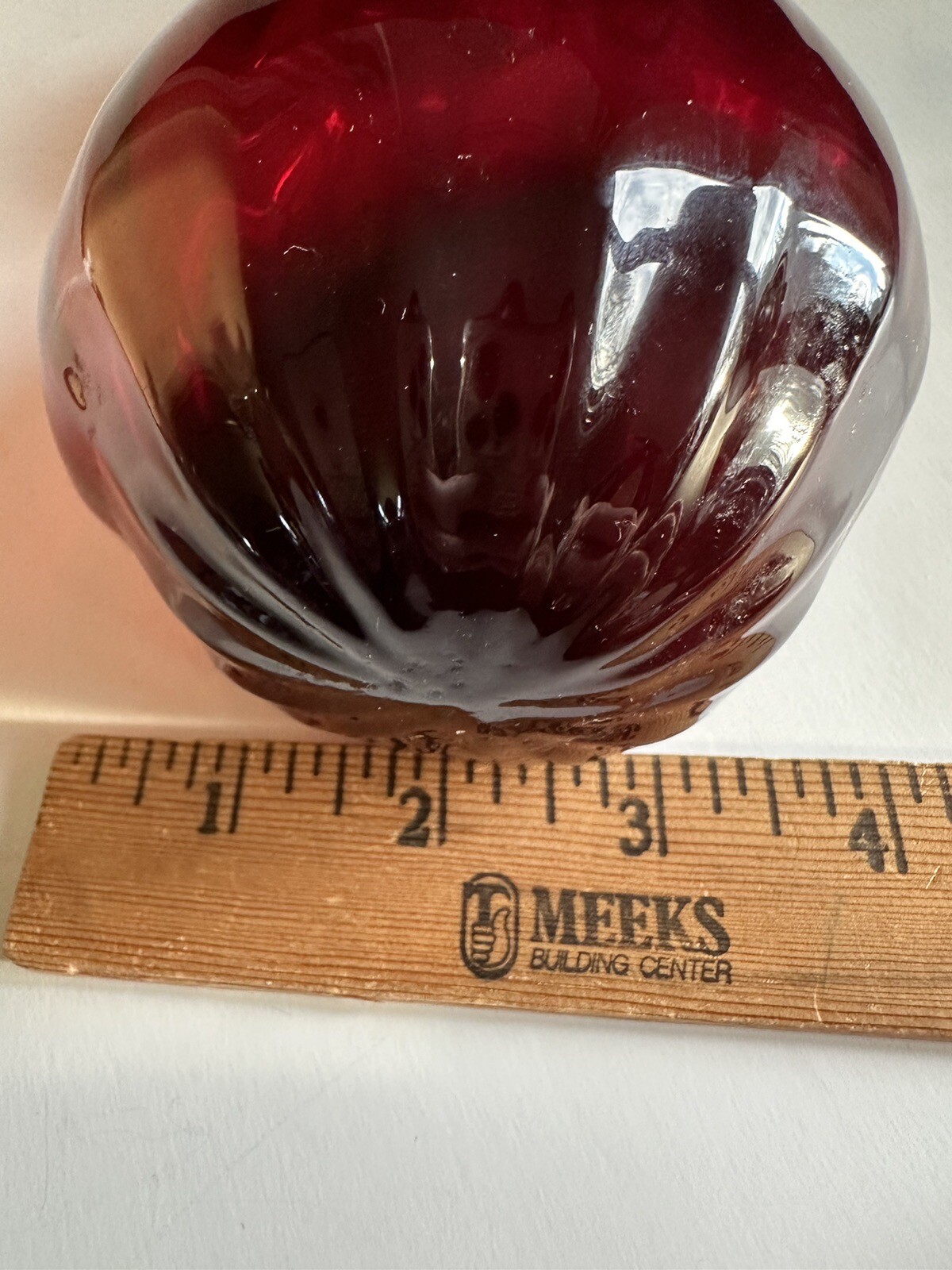 Hand Blown Art Glass Red Gourd Squash Coiled Stem Artist Signed Harvest
