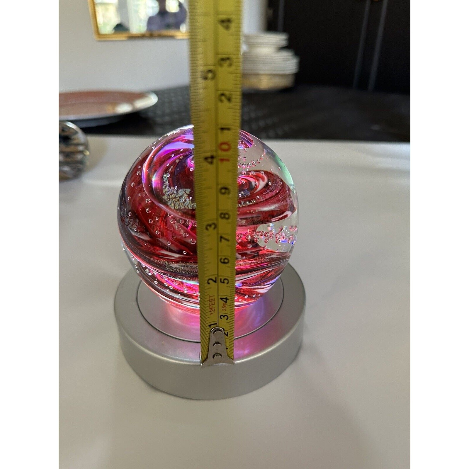 NEW Ruby Glow 4” Reds Gold Orb Paperweight Bullicante Bubbles Signed Scotty G.