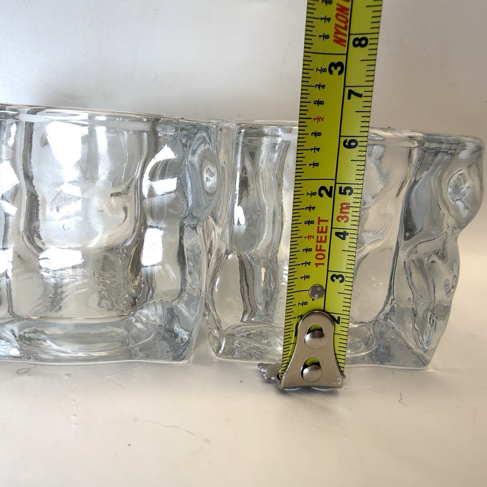 KIG Indonesia Heavy Ice Cube Square Crystal Votive Candle Holders Set of 2