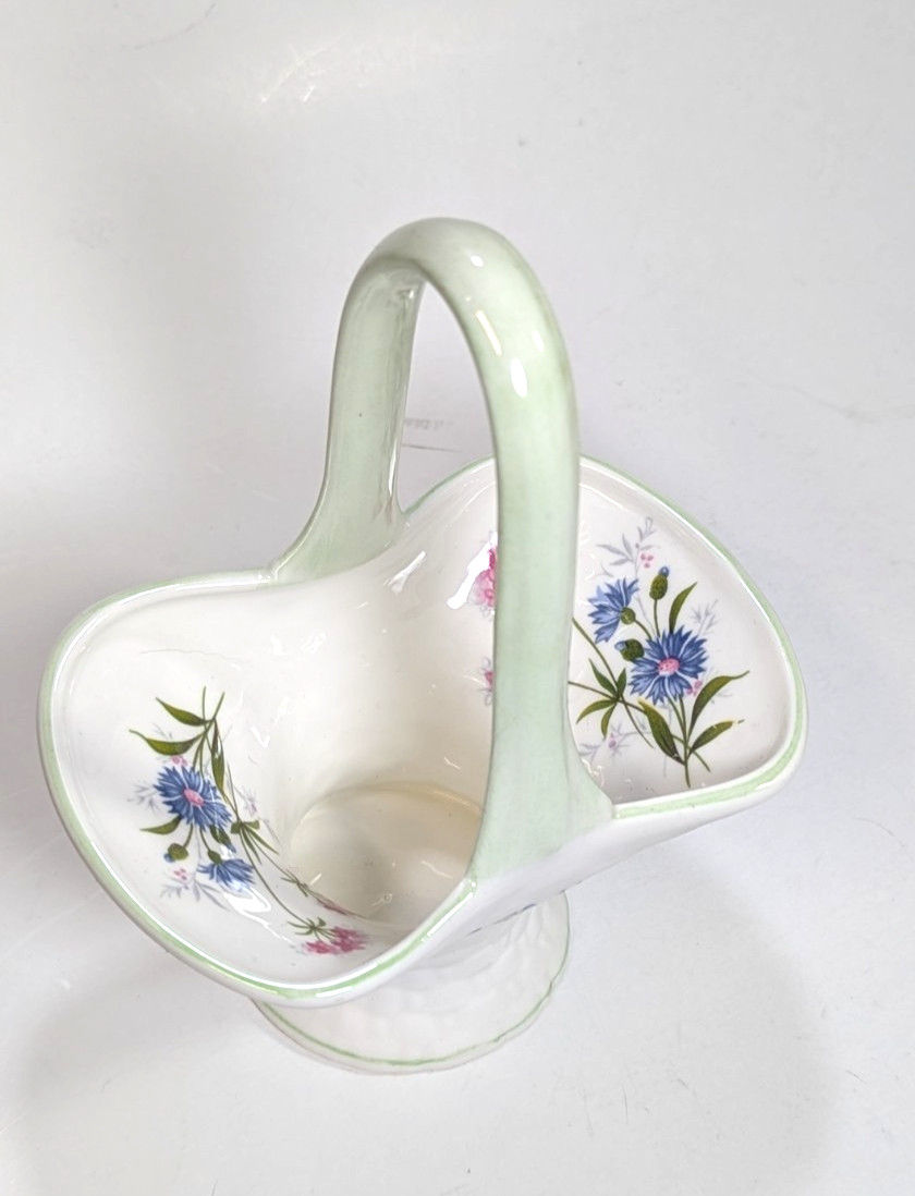 Crown Staffordshire England “Wild Flowers” Basket – Fine Bone Porcelain China
