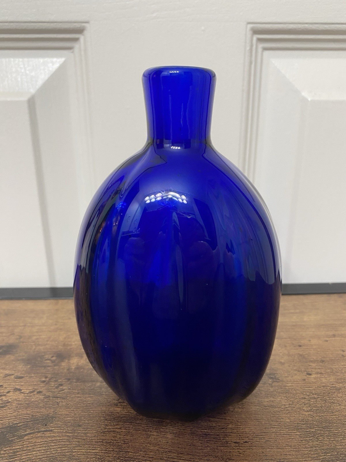 Signed MMA Cobalt Blue Glass Decorative Bottle 6 inches