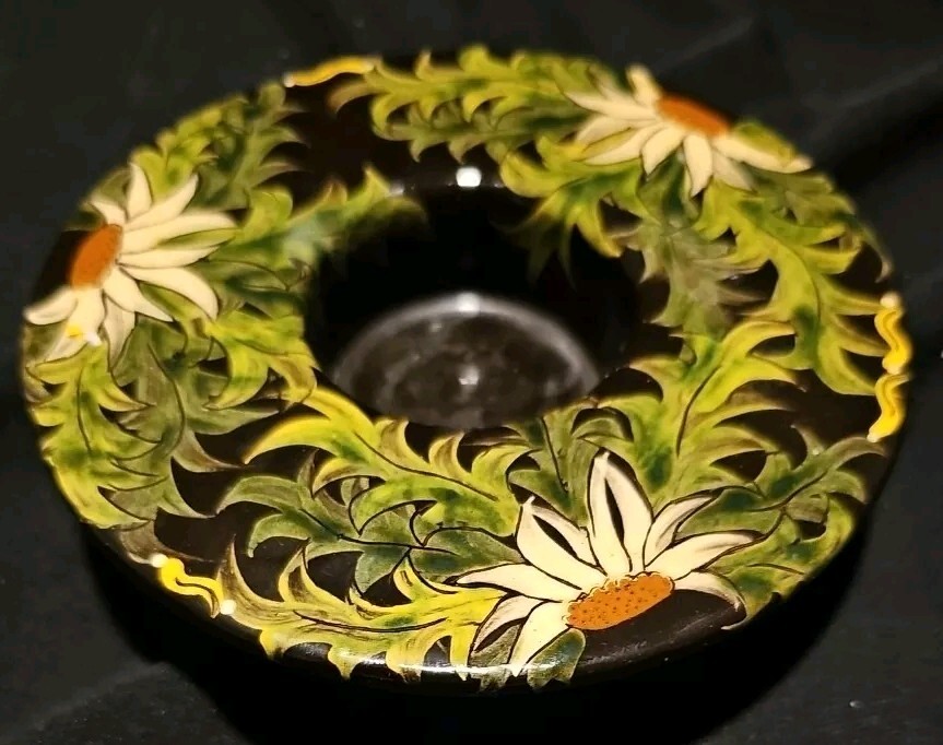 Hand Painted Pottery Candle Holder GC