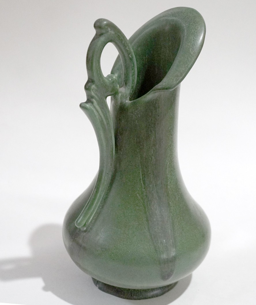 HAMPSHIRE POTTERY Matte Green Pitcher Arts & Crafts Era c.1905