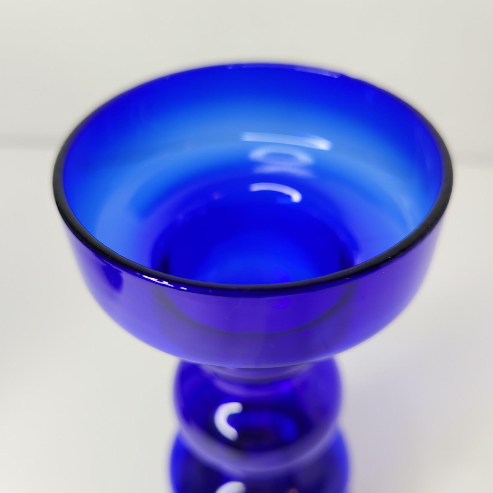 Vtg Scandinavian Cobalt Blue Hooped 60s Swedish Lindshammar/Alsterfors Art Glass