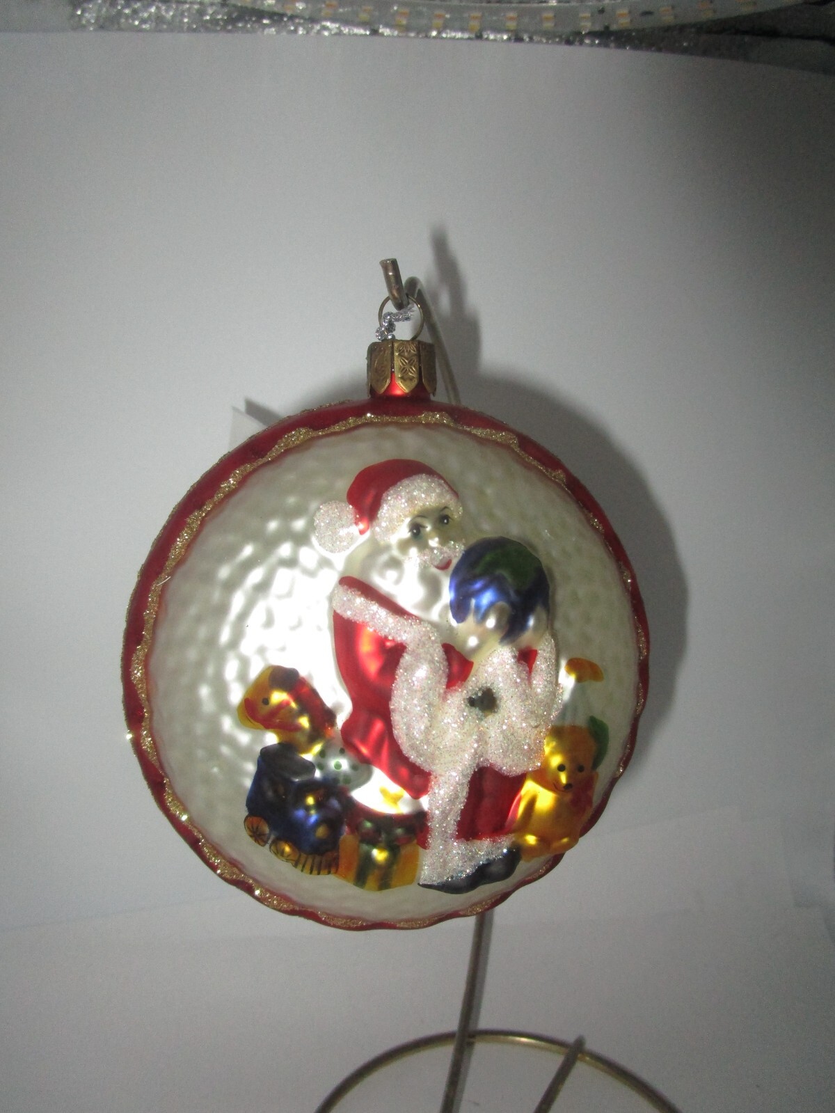 Waterford Santa w/ Gifts Double Sided Glass Christmas Ornament MINT