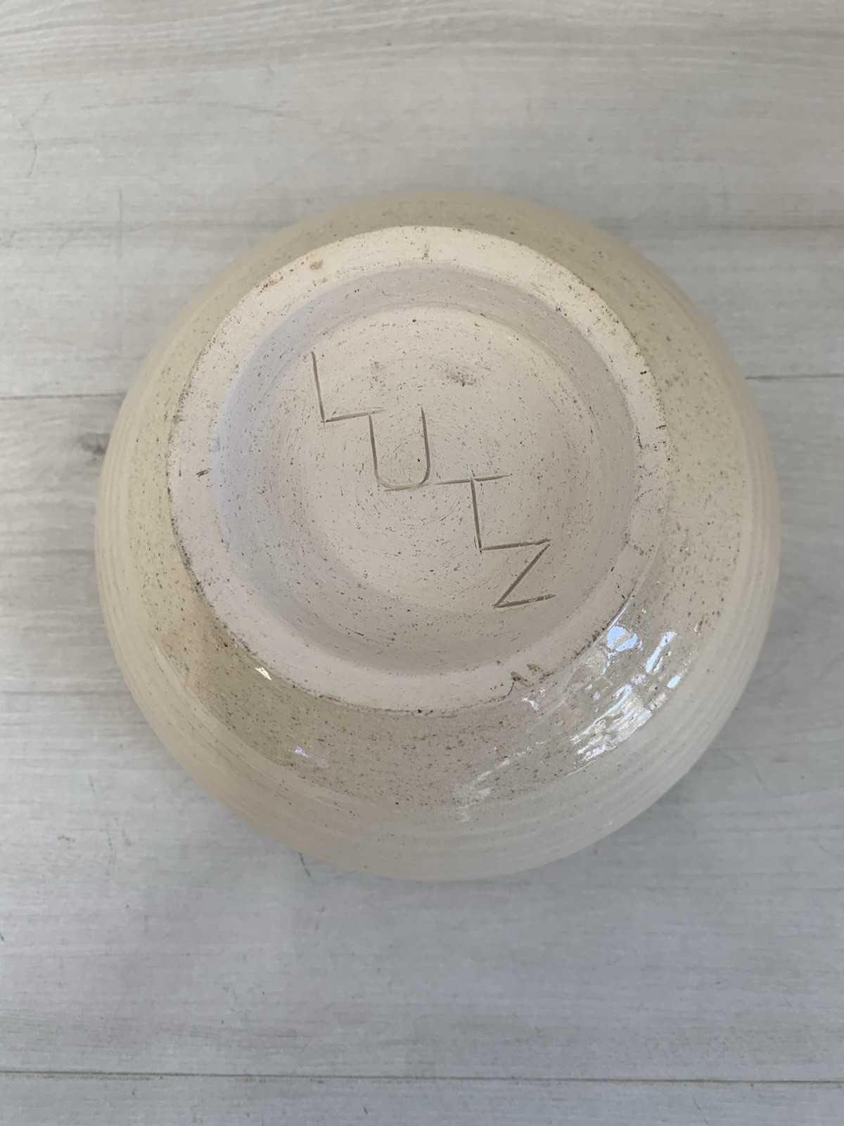 Vintage Cream Color Pottery Bowl, Dish , Planter Signed Lutz See Listing
