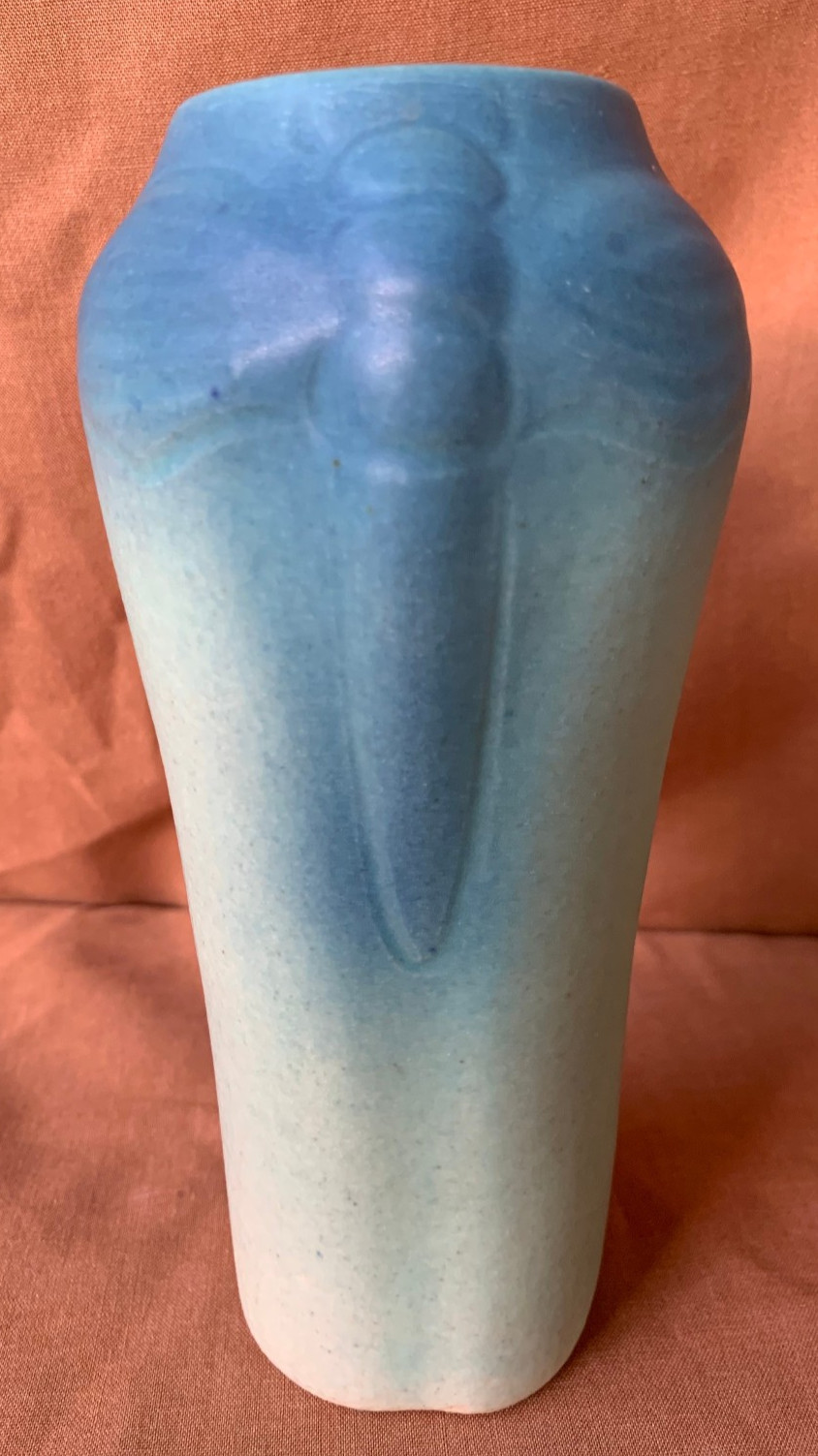 Vintage Van Briggle Art Pottery Ming Turquoise Dragonfly Vase 1920s Ex. Cond.