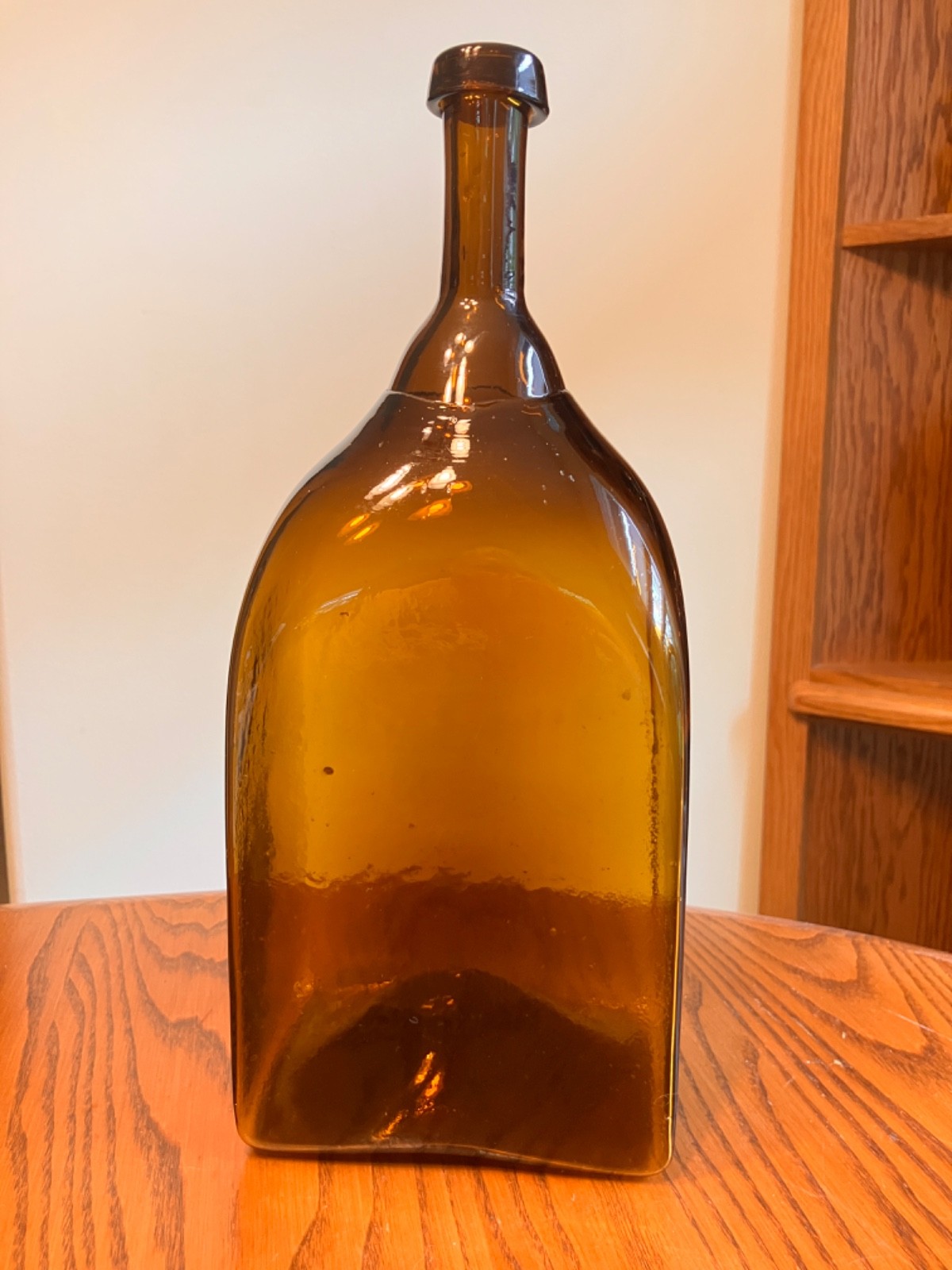 Vintage ÁVALOS GLASS Amber Honey Brown Hand Blown Bottle 12 1/2″ Mexico