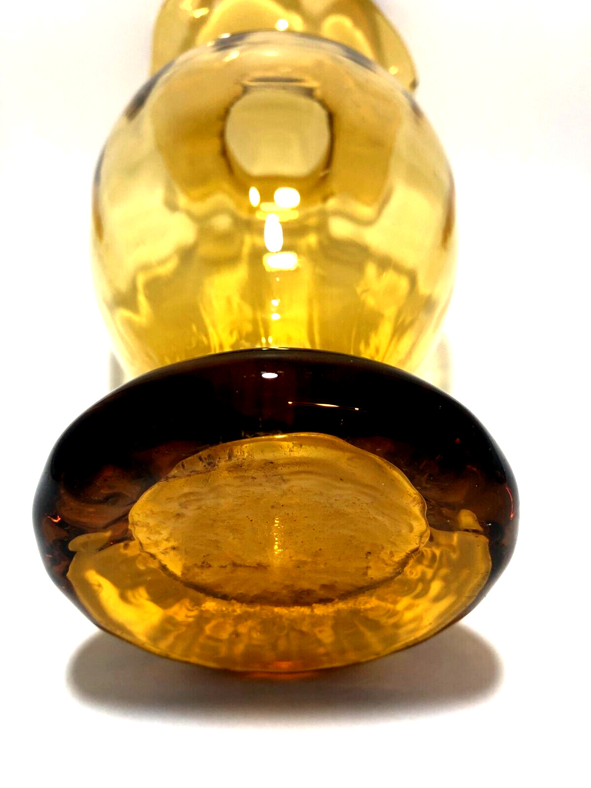 Blown Glass Amber Vase Ruffled Mouth 8″x4″