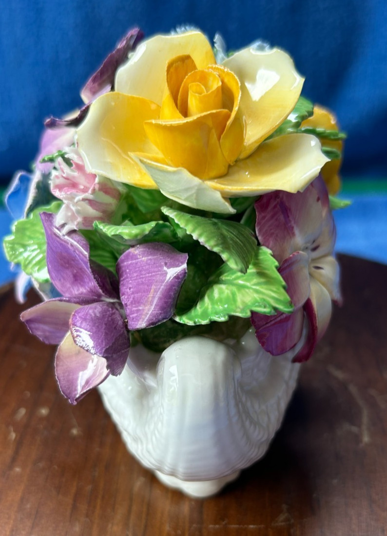Vintage China Coal Port Medium Sized Flower Basket Figurine. Free Shipping