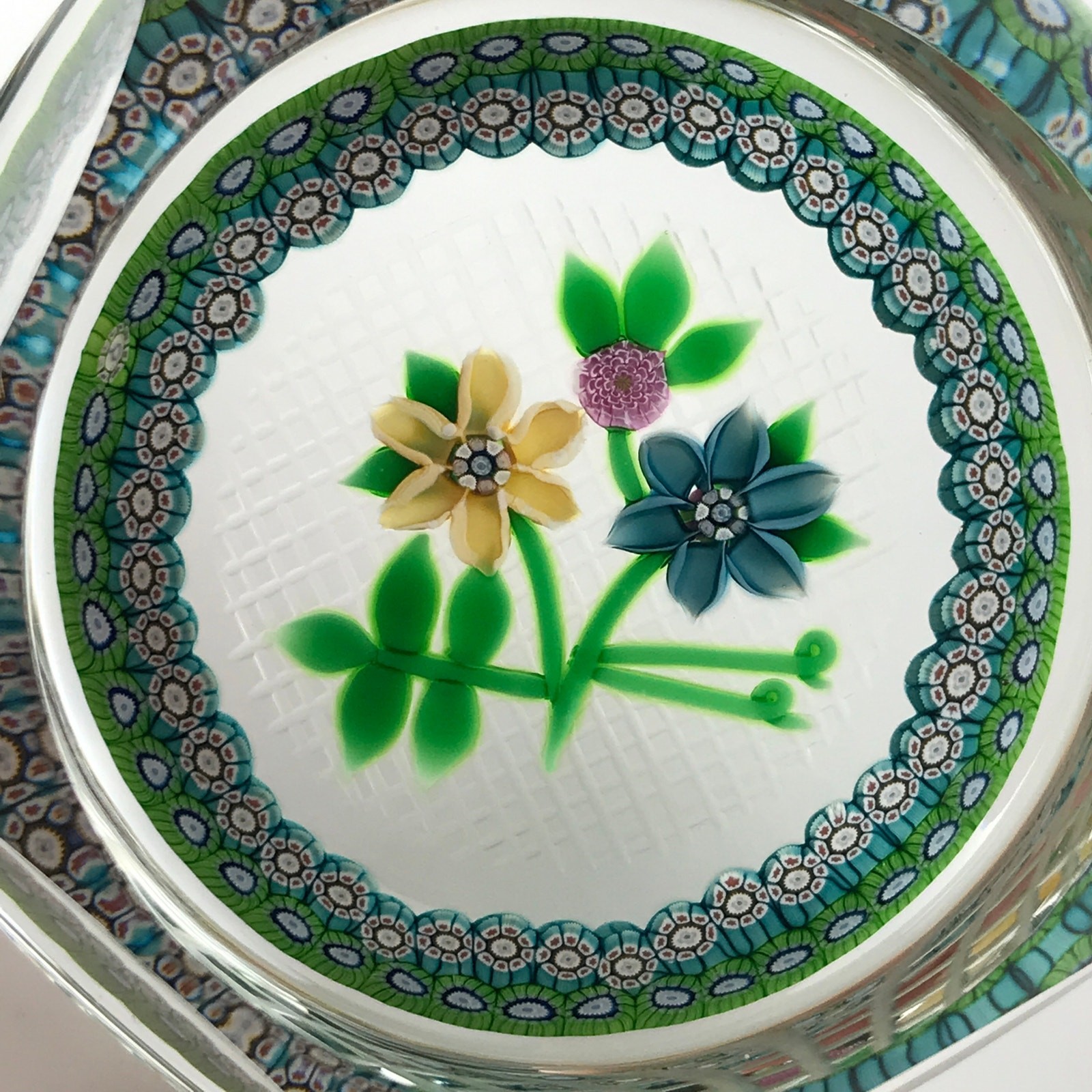 Perthshire 1983E Bouquet Lampwork Flowers Millefiori Faceted Paperweight Cert