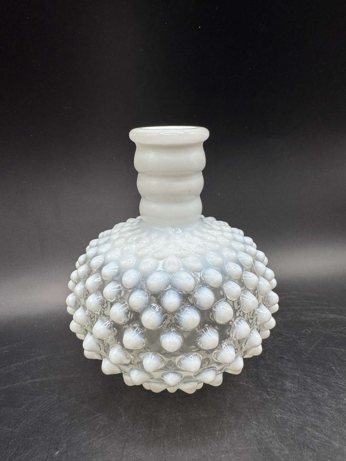 Vintage Fenton French Opalescent Hobnail Milk Glass Bud Vase/Perfume Bottle