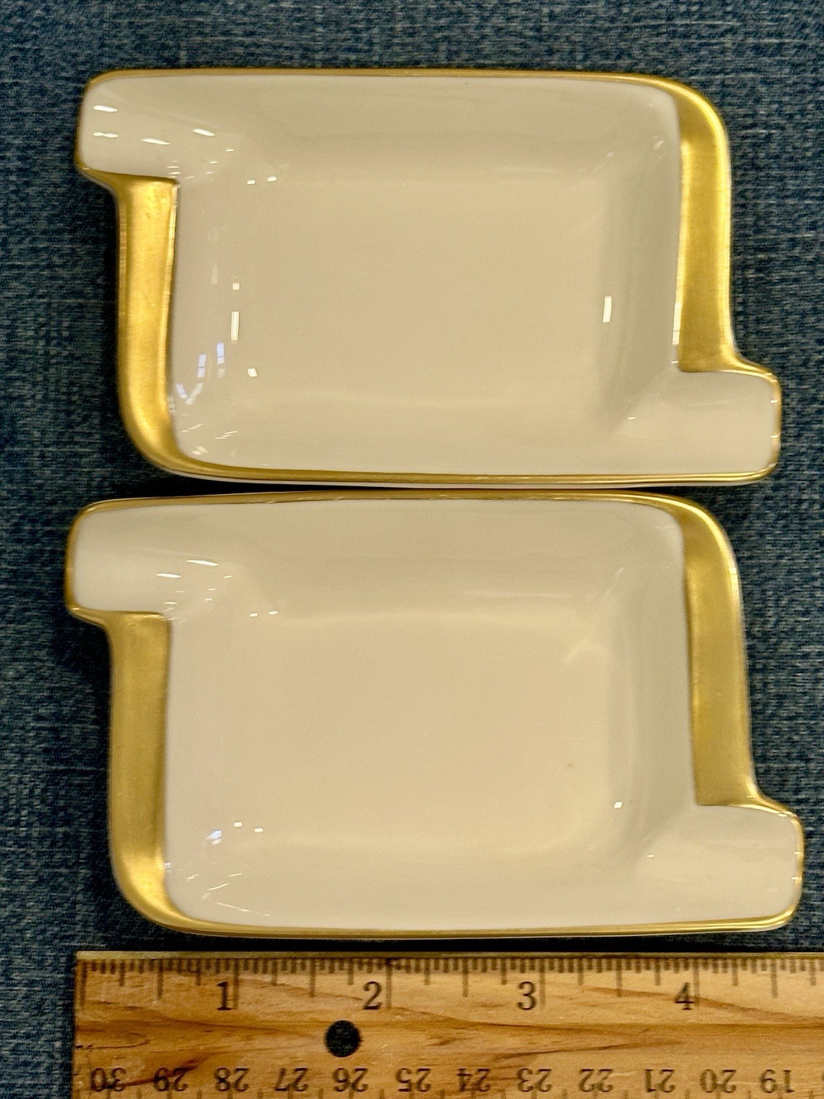 Antique 1930s Two PICKARD CHINA USA Encrusted 24k Gold Trinket Dish Ashtray Rare