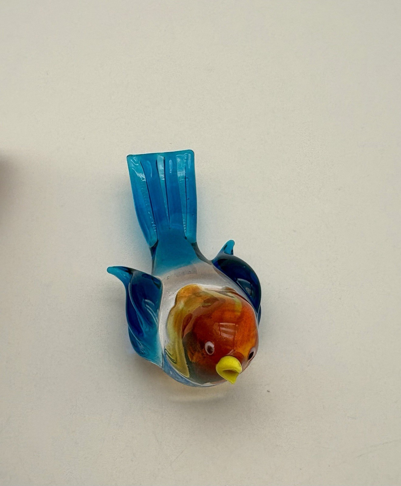 Vintage Small Hand Blown Glass Bird Figurine Decor Multicolored Tiny Miniature