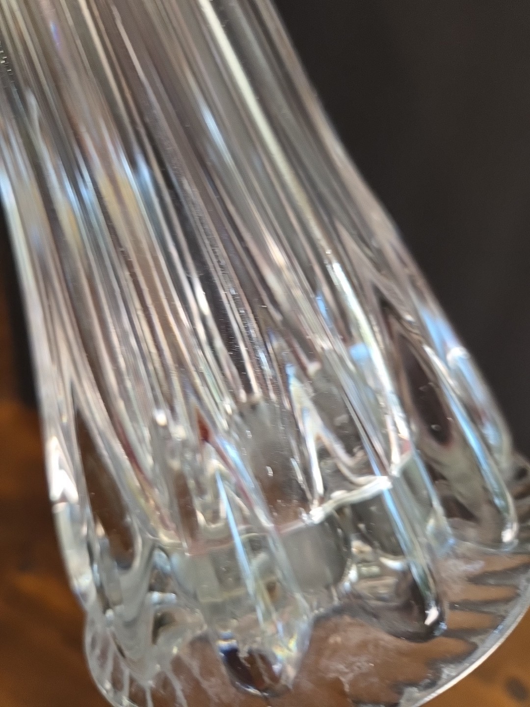 Vintage Stretch Swung Vase Clear Glass Thick Defined Ribbed Base – 22.5″ Tall
