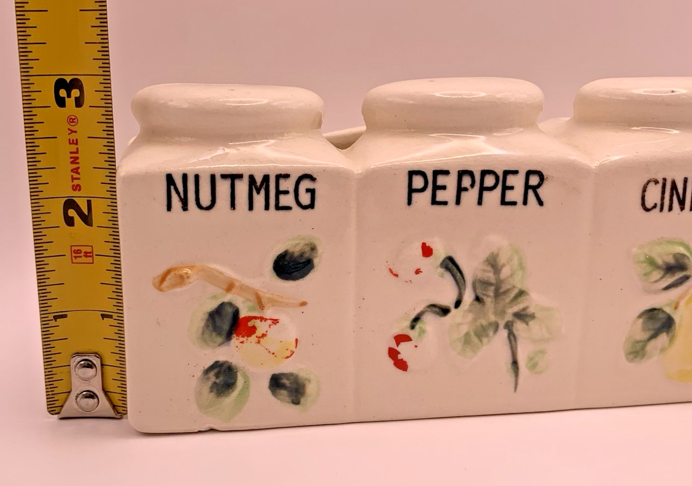 Vintage Ceramic Wall Pocket Spice Jar Planter Japan Salt Pepper Nutmeg Cinnamon