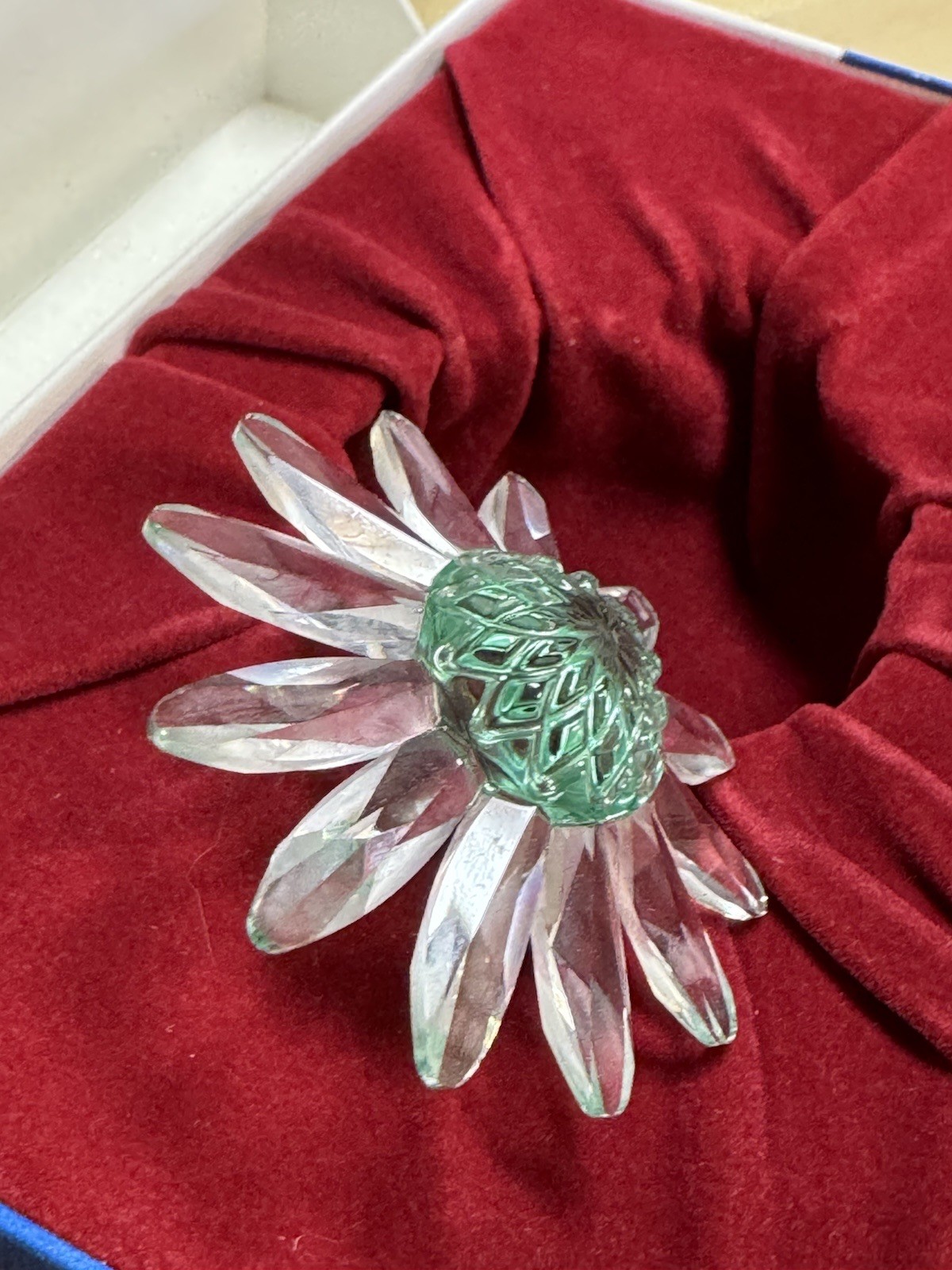 Swarovski SCS Crystal Marguerite Flower / Daisy Aqua Green & Clear Original Box