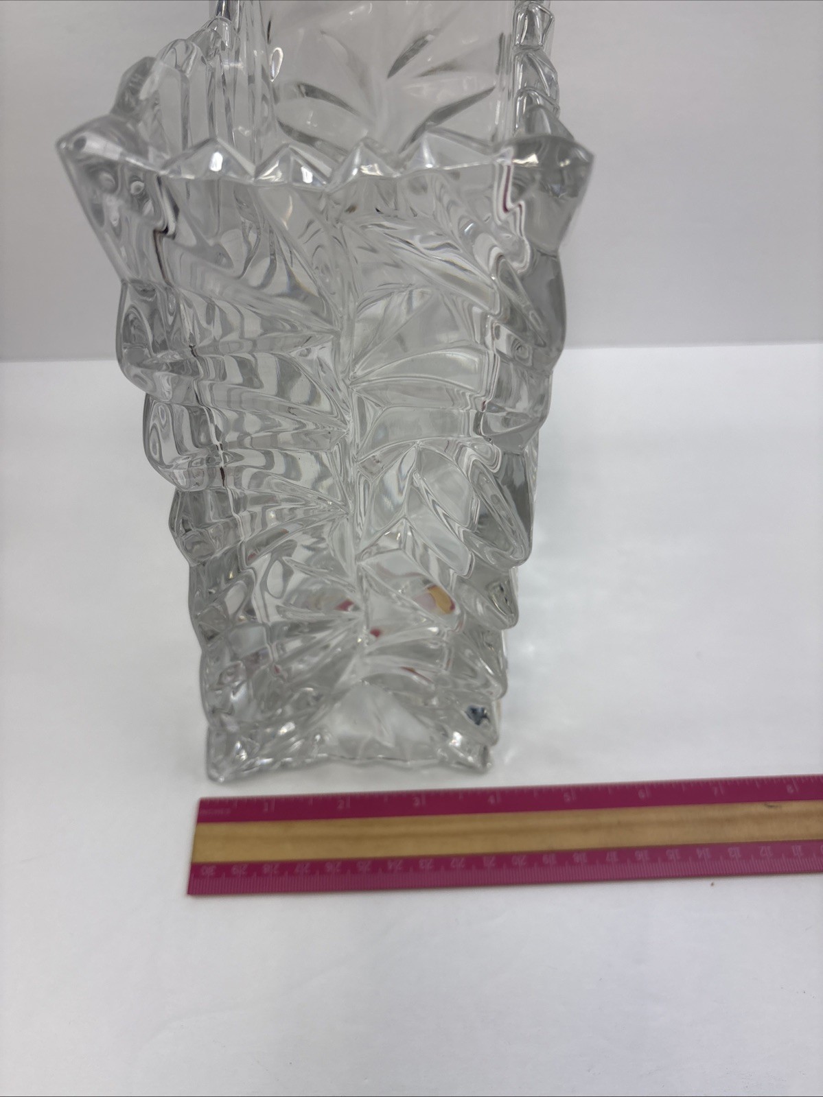 Vtg ROSENTHAL Studio-line 8.75″×6″ Clear Crystal Crinkle Bag Vase~8 Lbs