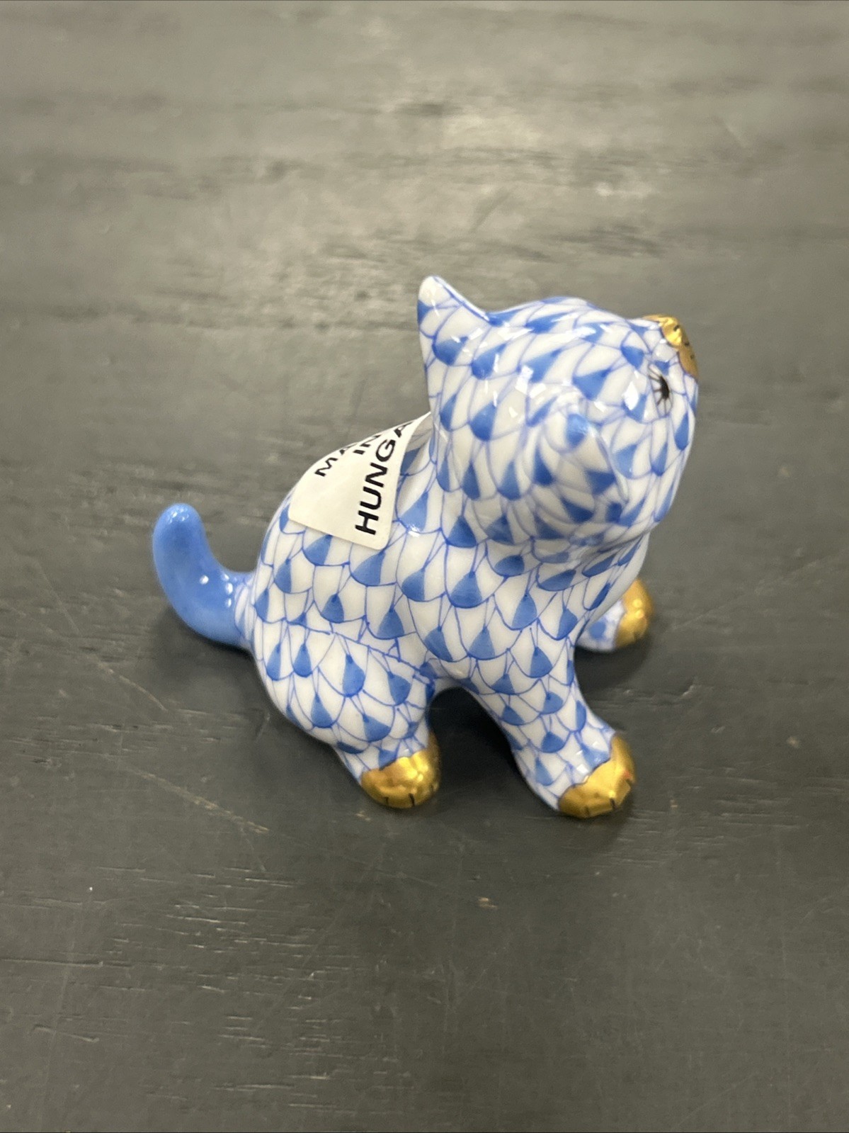 Herend Sitting Kitty Blue