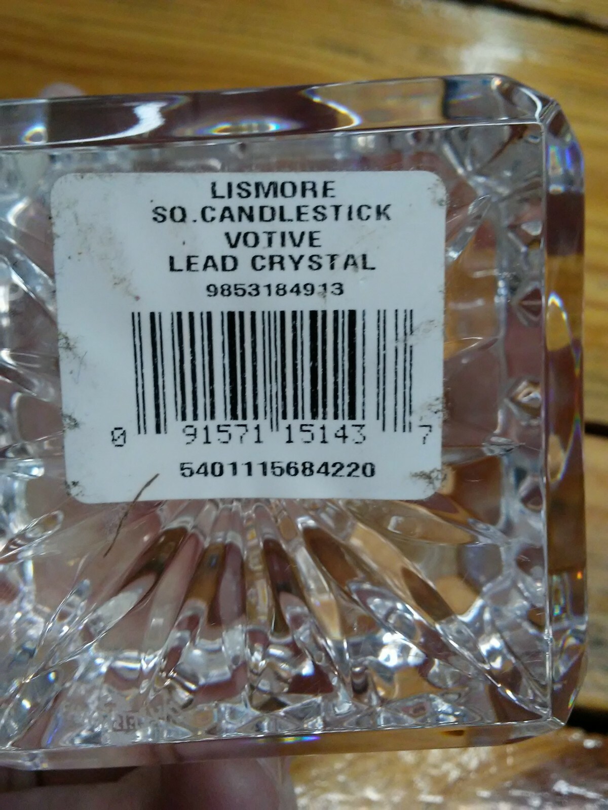 WATERFORD CRYSTAL LISMORE SQUARE CUBE TEA LIGHT VOTIVE & CANDLE STICK CANDLE HLD