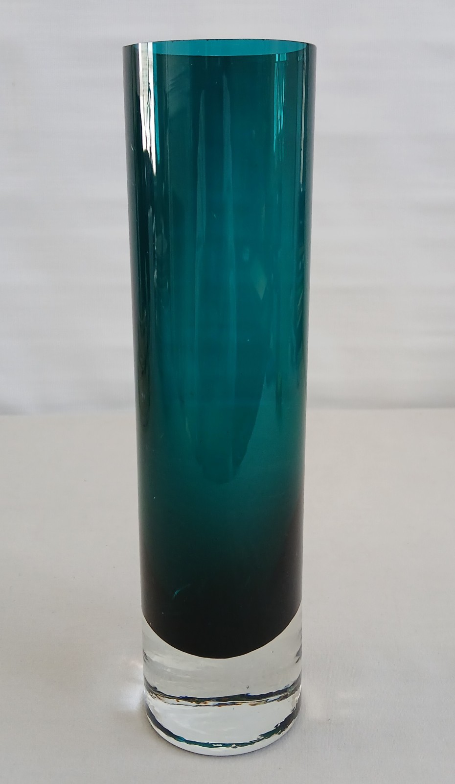 Vtg 1960’s Handblown Art Glass 8″ Vase Mid Century Scandinavian Modern Drk Teal