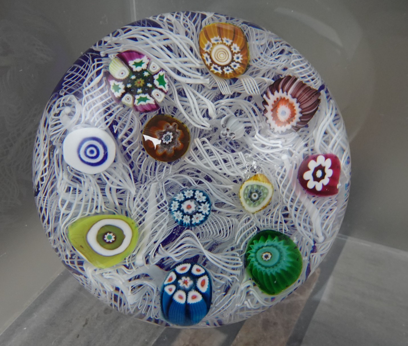 Perthshire Glass Scotland Millefiori & Latticino PP11 Paperweight P1970 2.75″